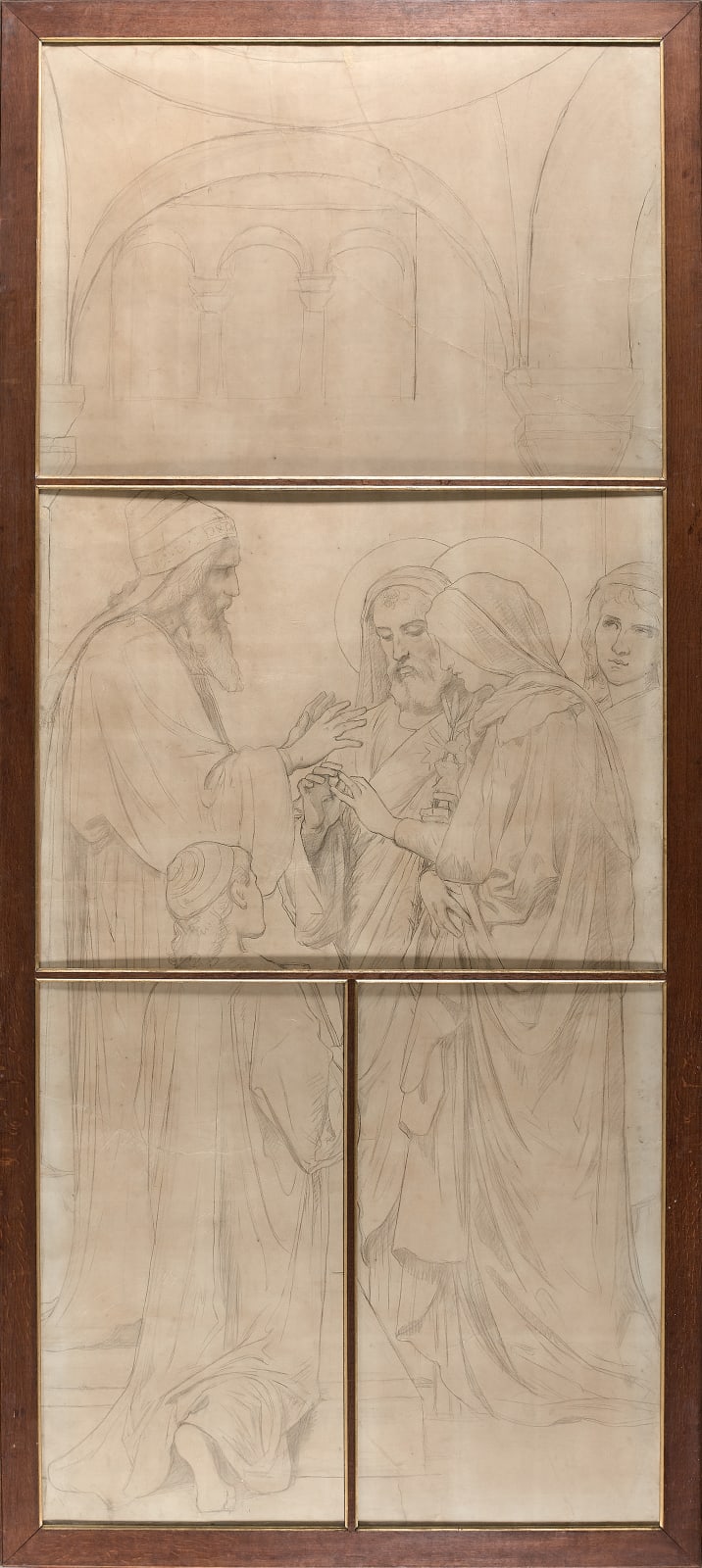 William-Adolphe Bouguereau, THE MARRIAGE OF THE VIRGIN (MARIAGE DE LA VIERGE), Cartoon for the Lady Chapel in St. Vincent de Paul, Paris, ca. 1889