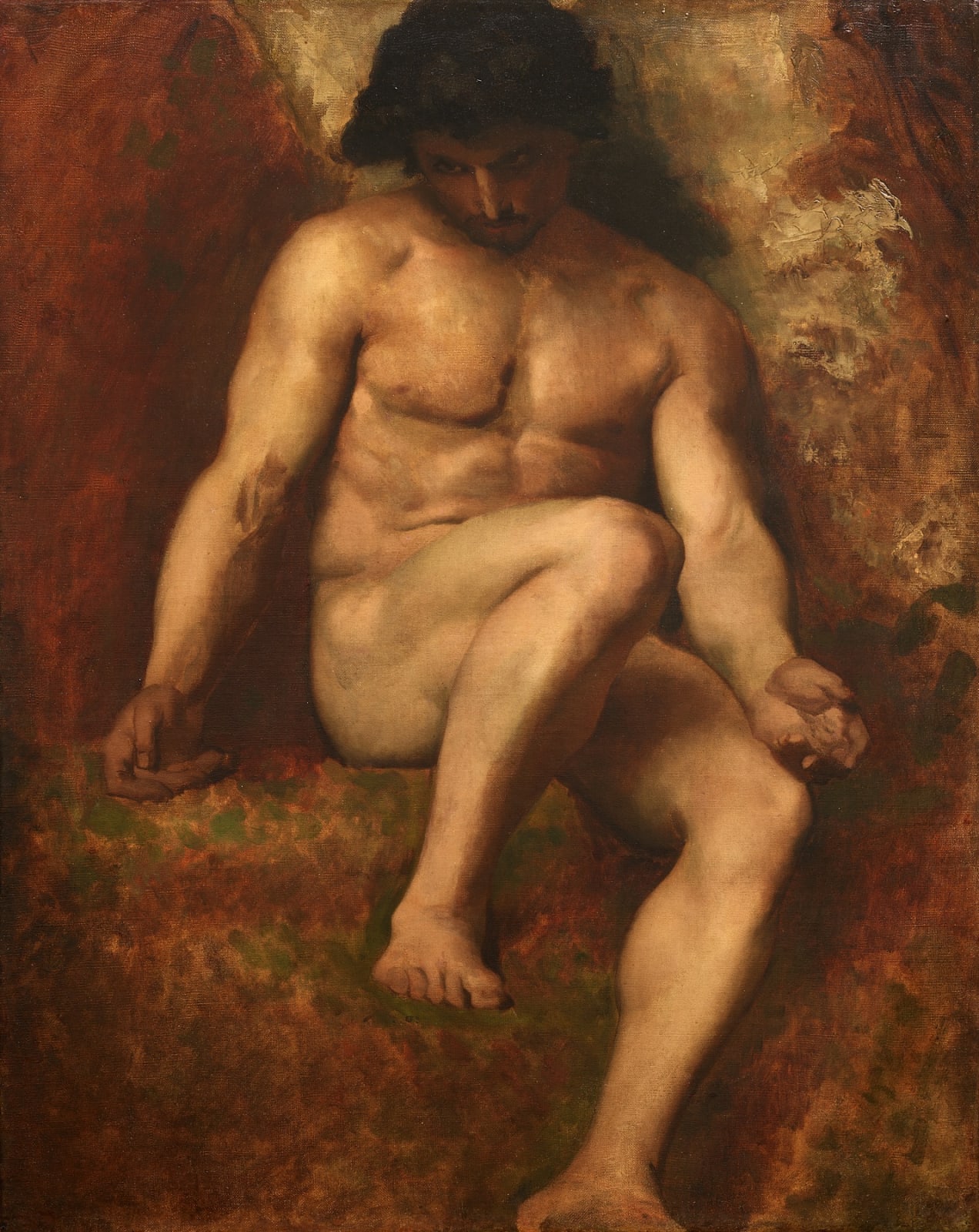Alexandre Cabanel, PREPARATORY STUDY OF ADAM for LE PARADIS PERDU , 1863 to 1867