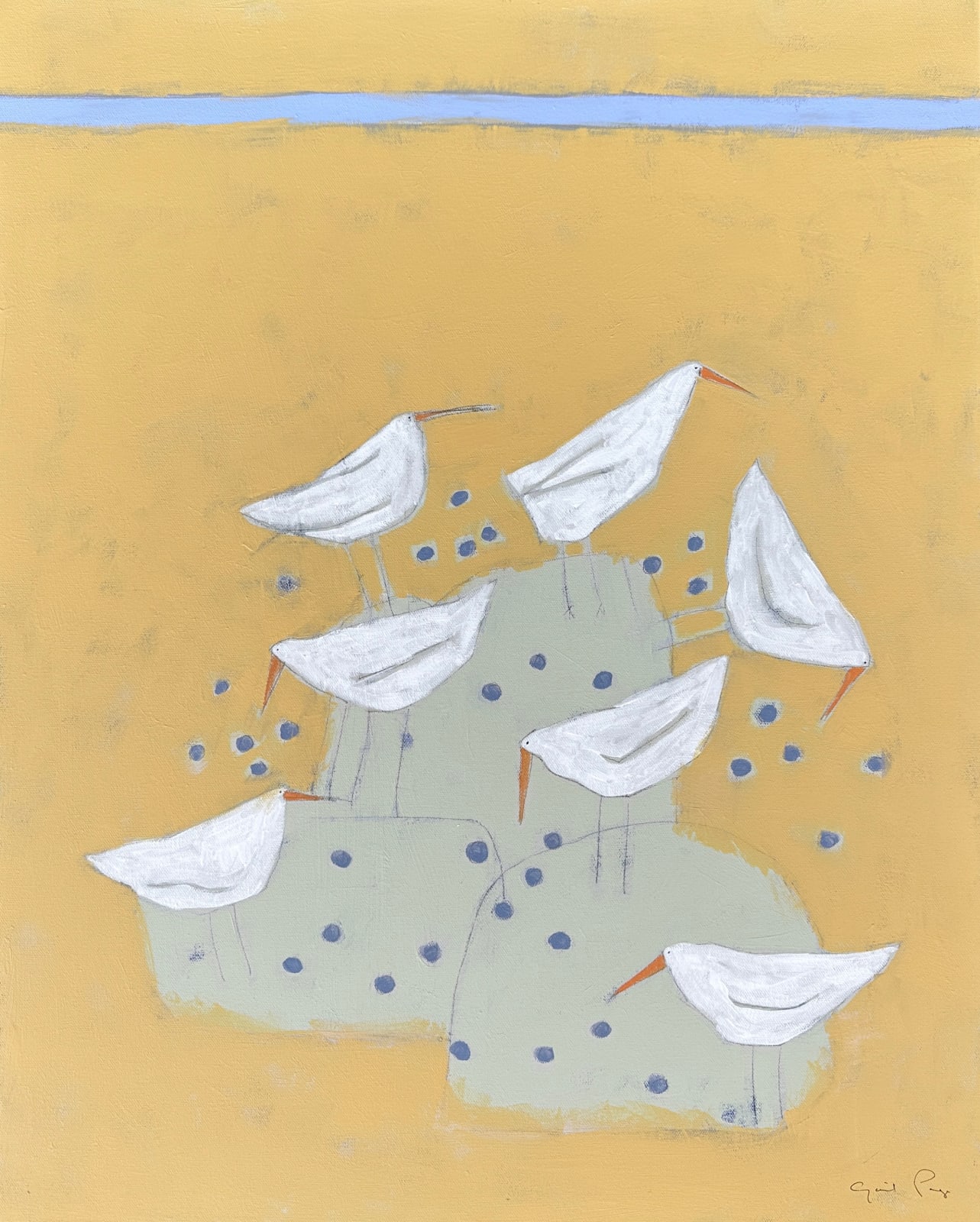 Gail Page, Birds Picking Blueberries, 2024