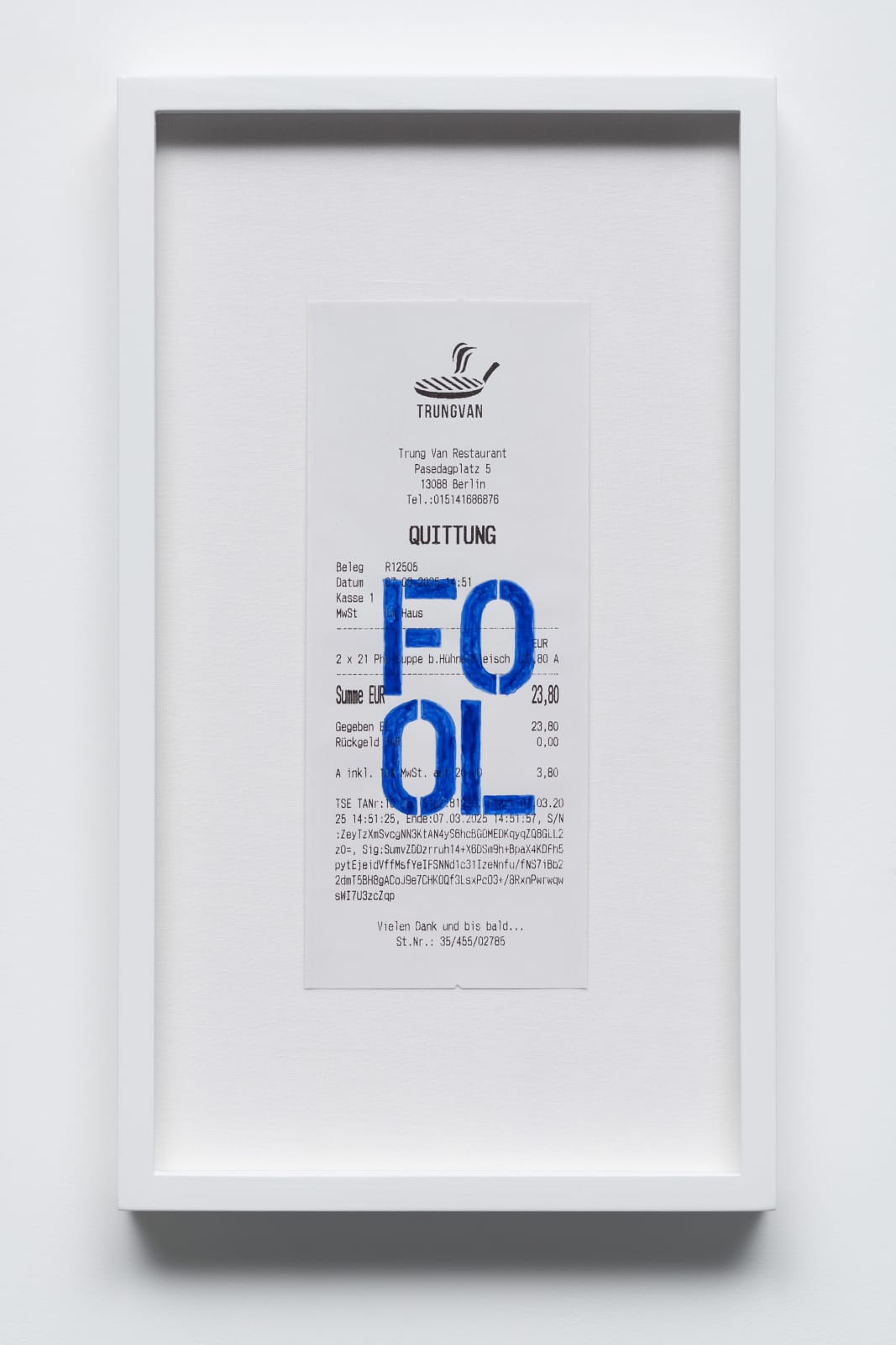 Jonathan Monk, Restaurant Drawing (Christopher W. B FOOL), 2025