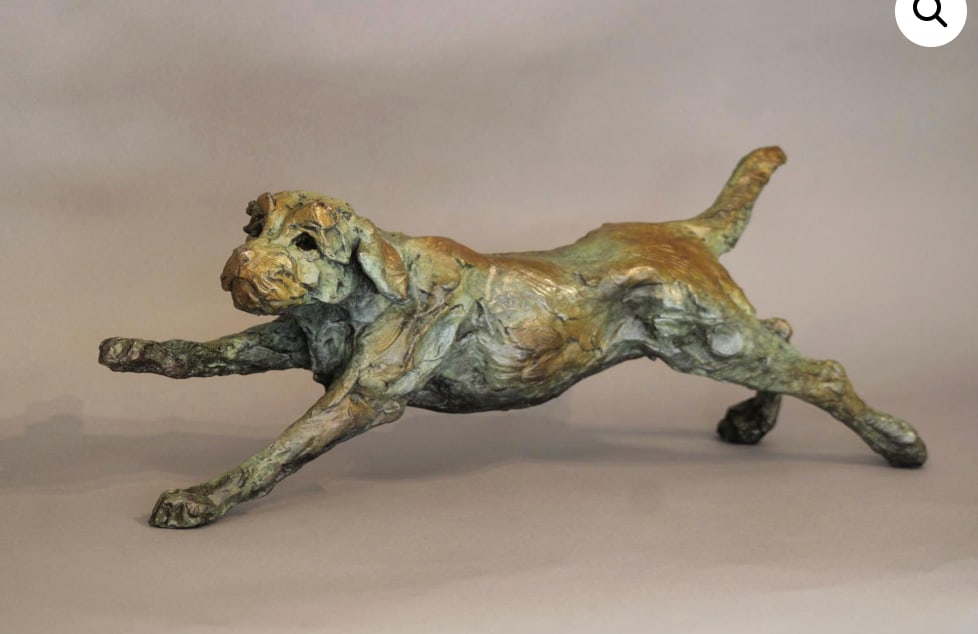 Jane Shaw, Stretching Border Terrier, 1/2 Lifesize