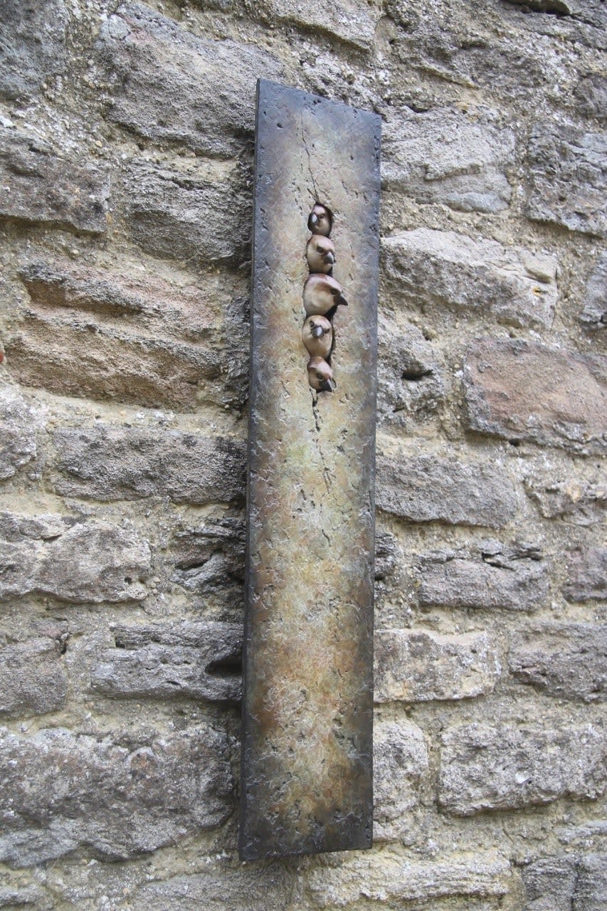 Adam Binder, Five Sparrows Plaque, 2024