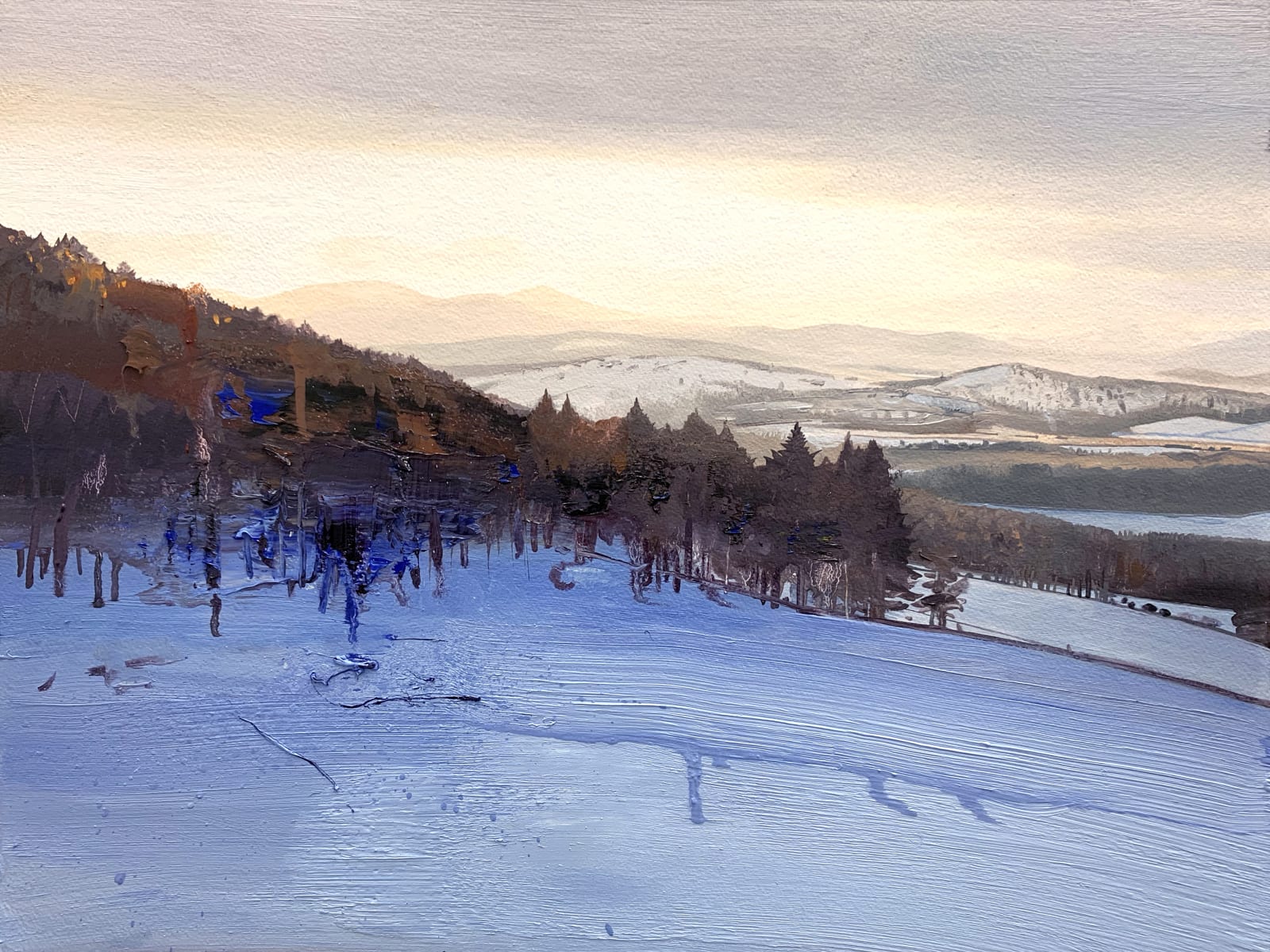 Chris Bushe RSW, Winter Sun on the Queen's View, Tarland