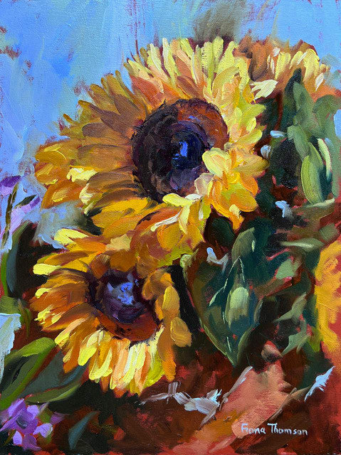 Fiona Thomson, Sunflowers and Miniature Orchid