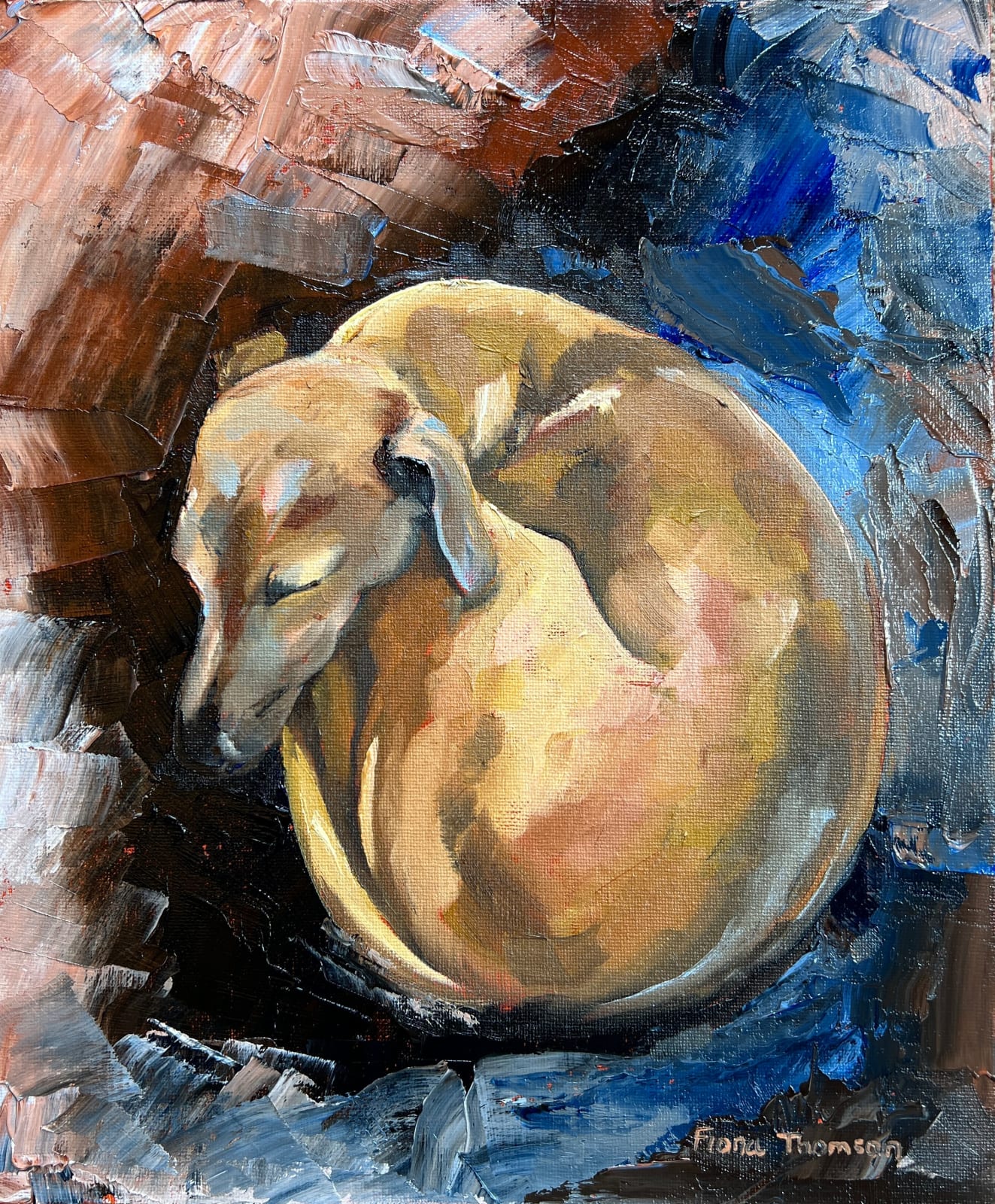 Fiona Thomson, Puppy on Leather Sofa