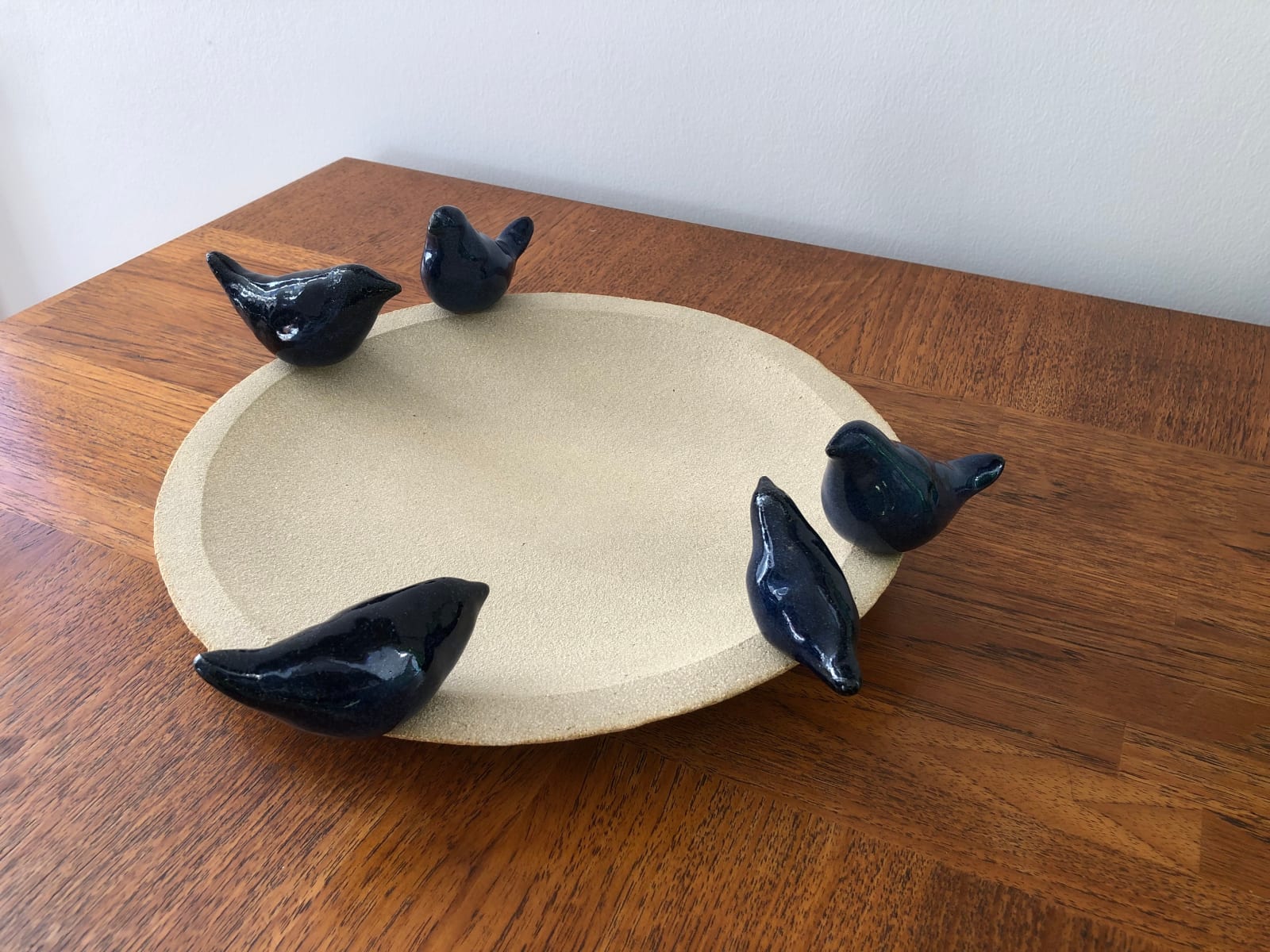 Lois Carson, Birdbath with 3 blue birds