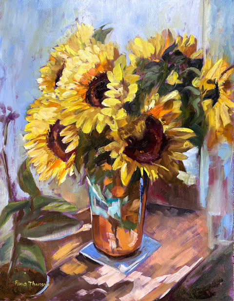 Fiona Thomson, Sunflowers in the Kitchen Window