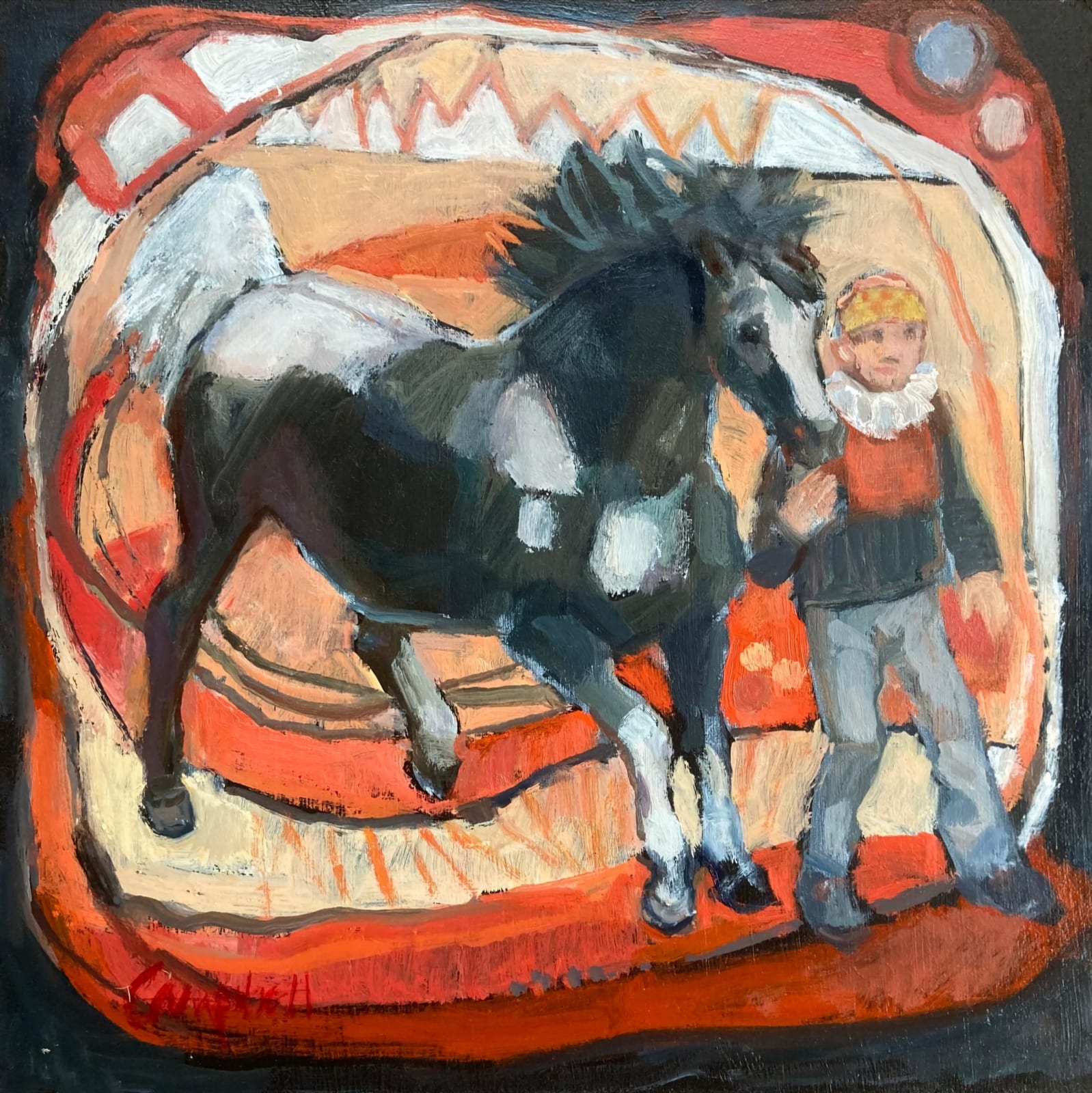 Catriona Campbell, Piebald Horse and Man