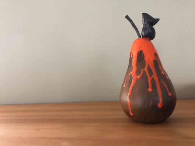 Lois Carson, Orange and Brown Pear with 2 Birds