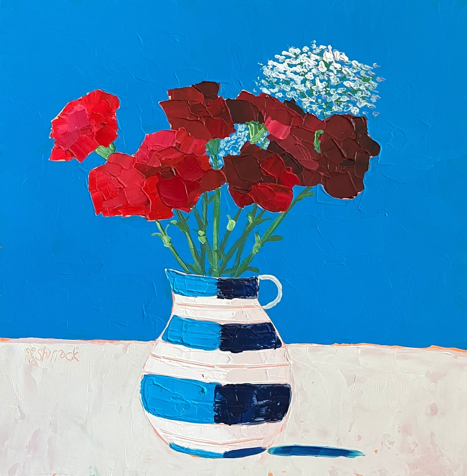 Fiona Sturrock, Carnations in Cornish Jug