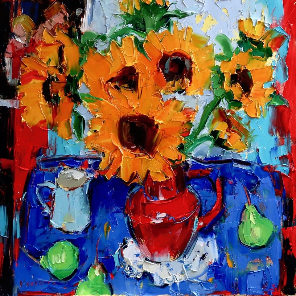 Jennifer Mackenzie, Sunflowers in a Red Jug