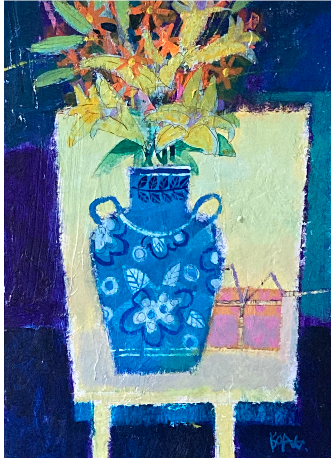 Francis Boag, Blue Vase, Yellow Lilies