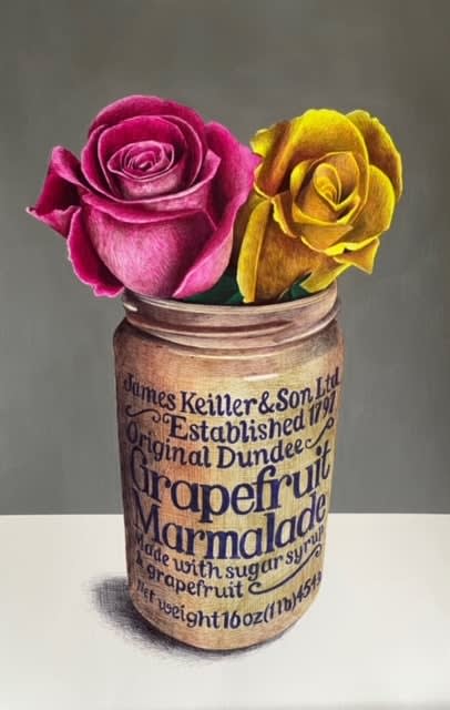 Nicola McBride, A Keillor Jar of Pink and Yellow Roses