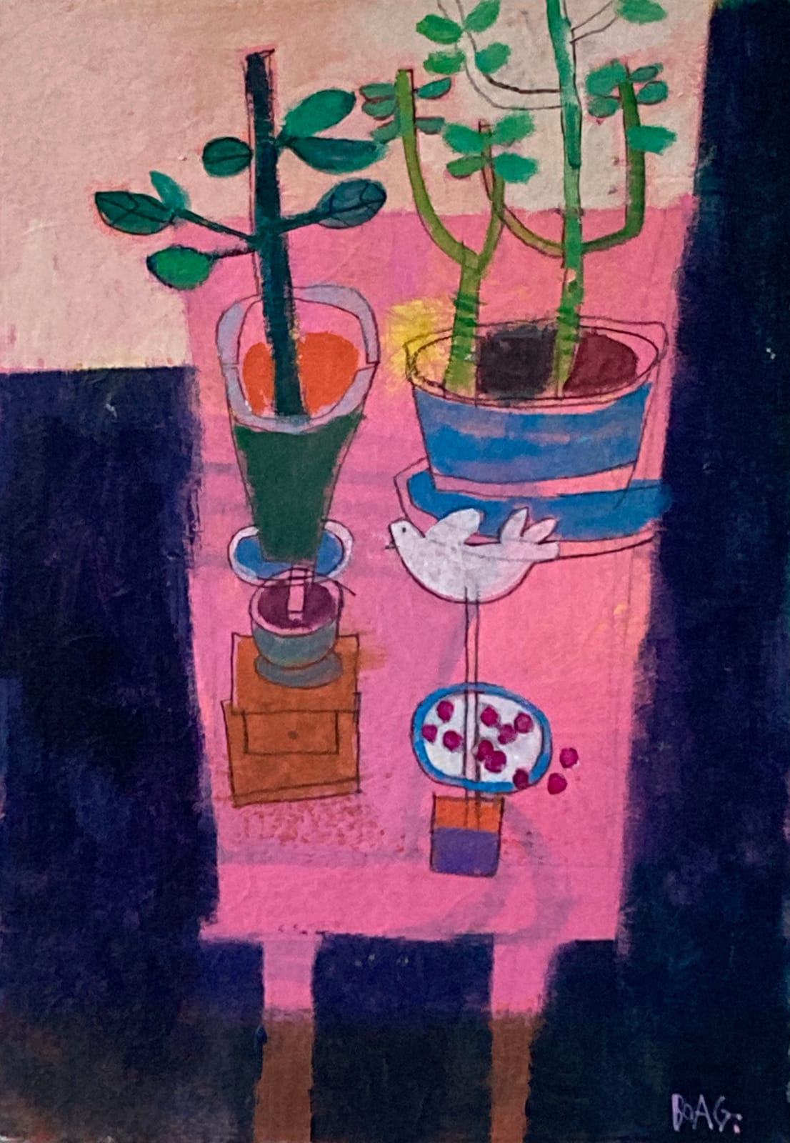 Francis Boag, Pink with Plants and Bird