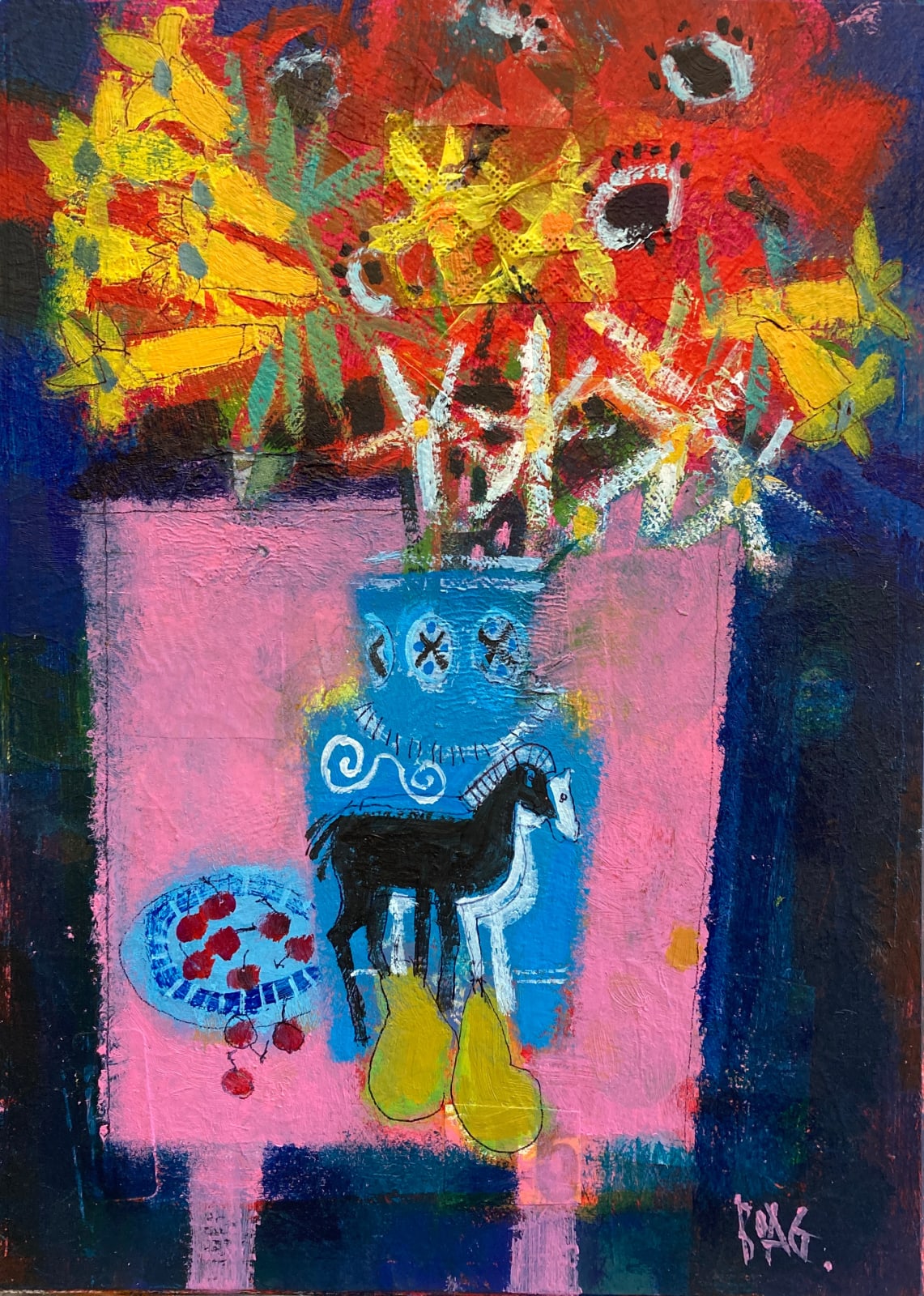 Francis Boag, Blue Vase, Black Horse