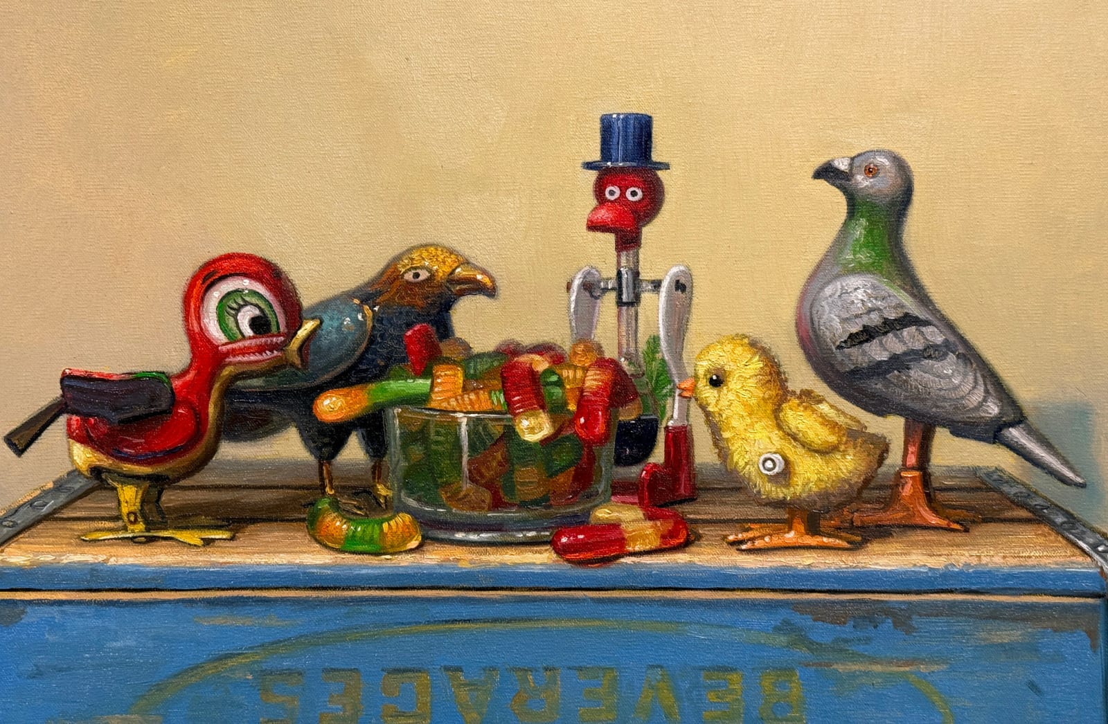 Painting of toy birds