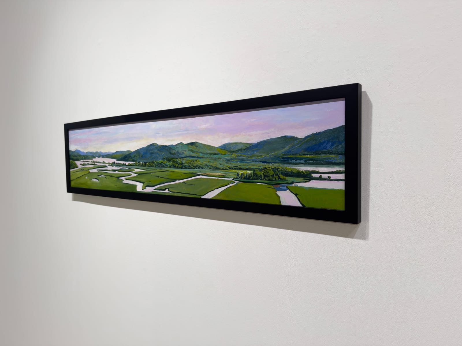 Painting of a landscape with mountains and rivers