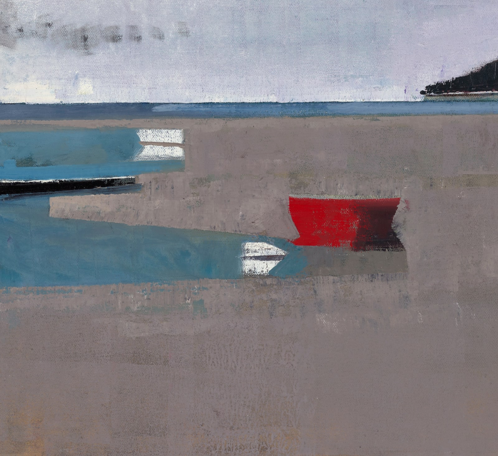 Detail of red boat and water edge