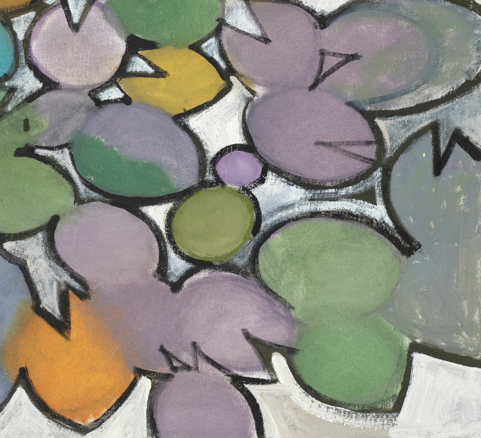 Abstract painting of colorful lily pads