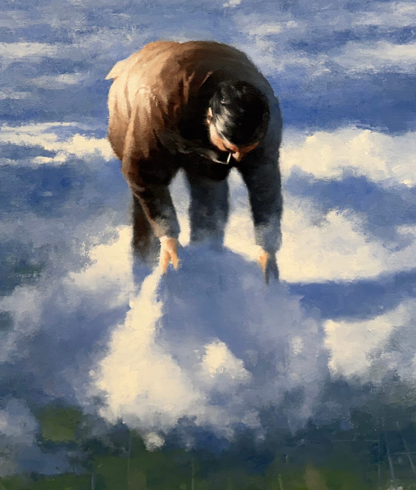 Painting of a man in the clouds