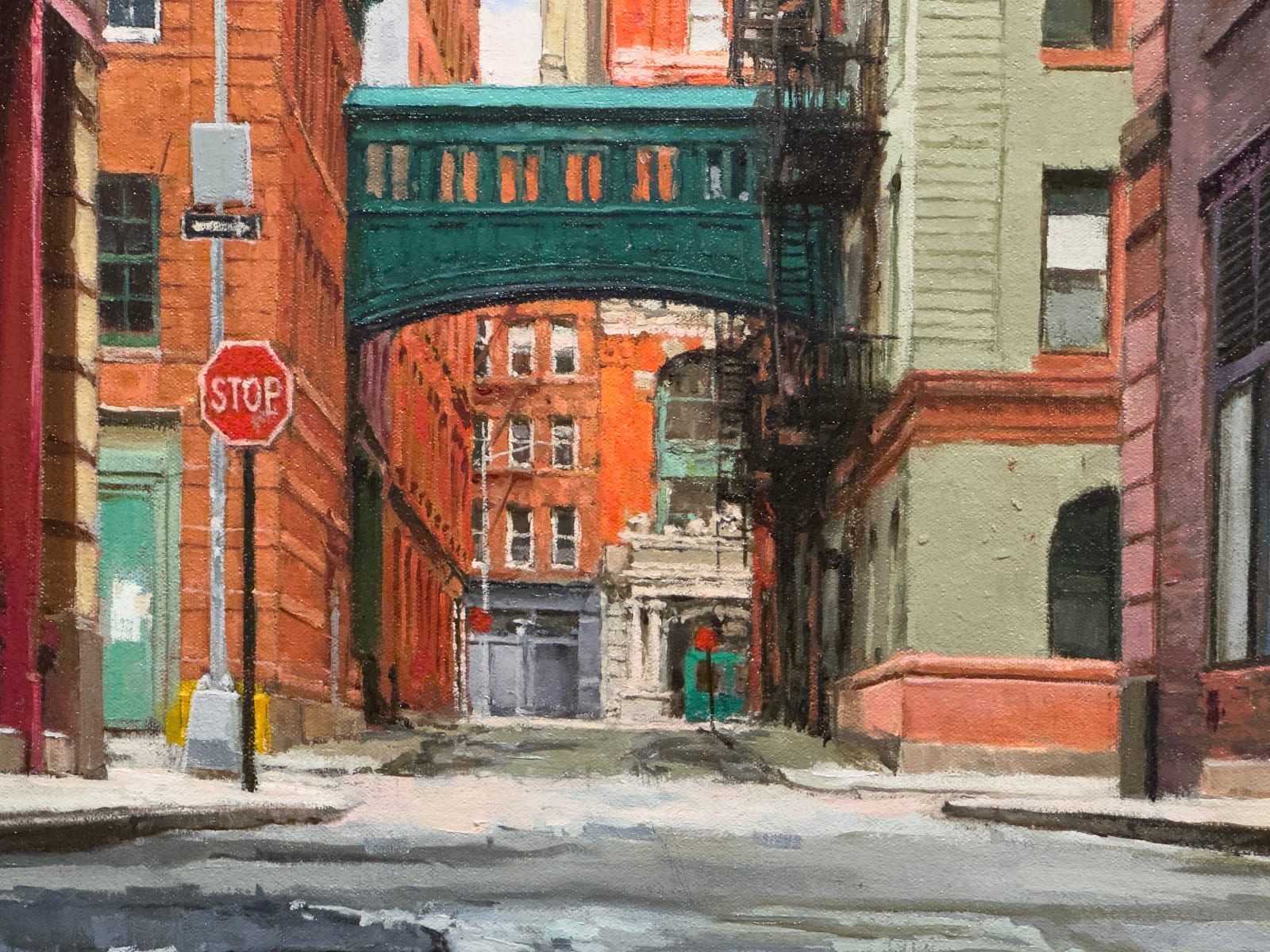 Painting of a puddle on a street in New York City