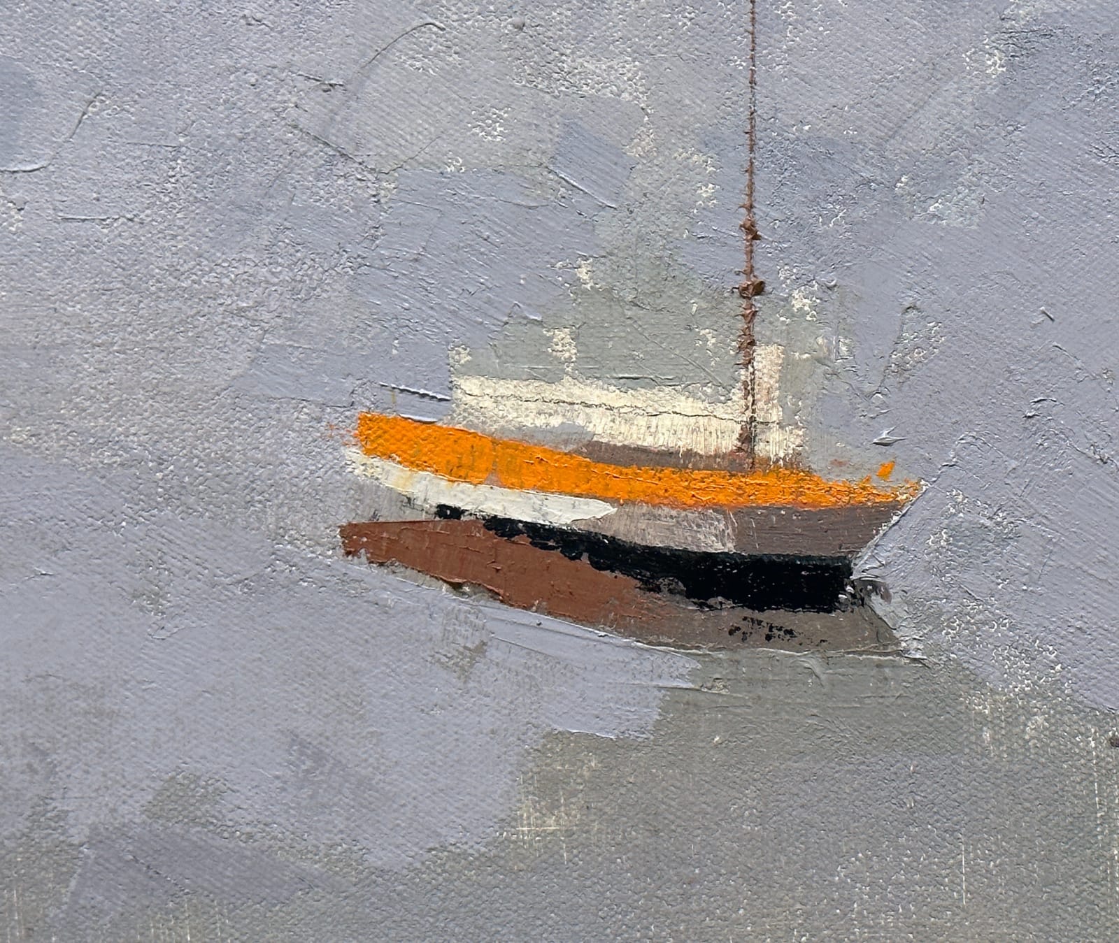 Painting of seven boats in the water