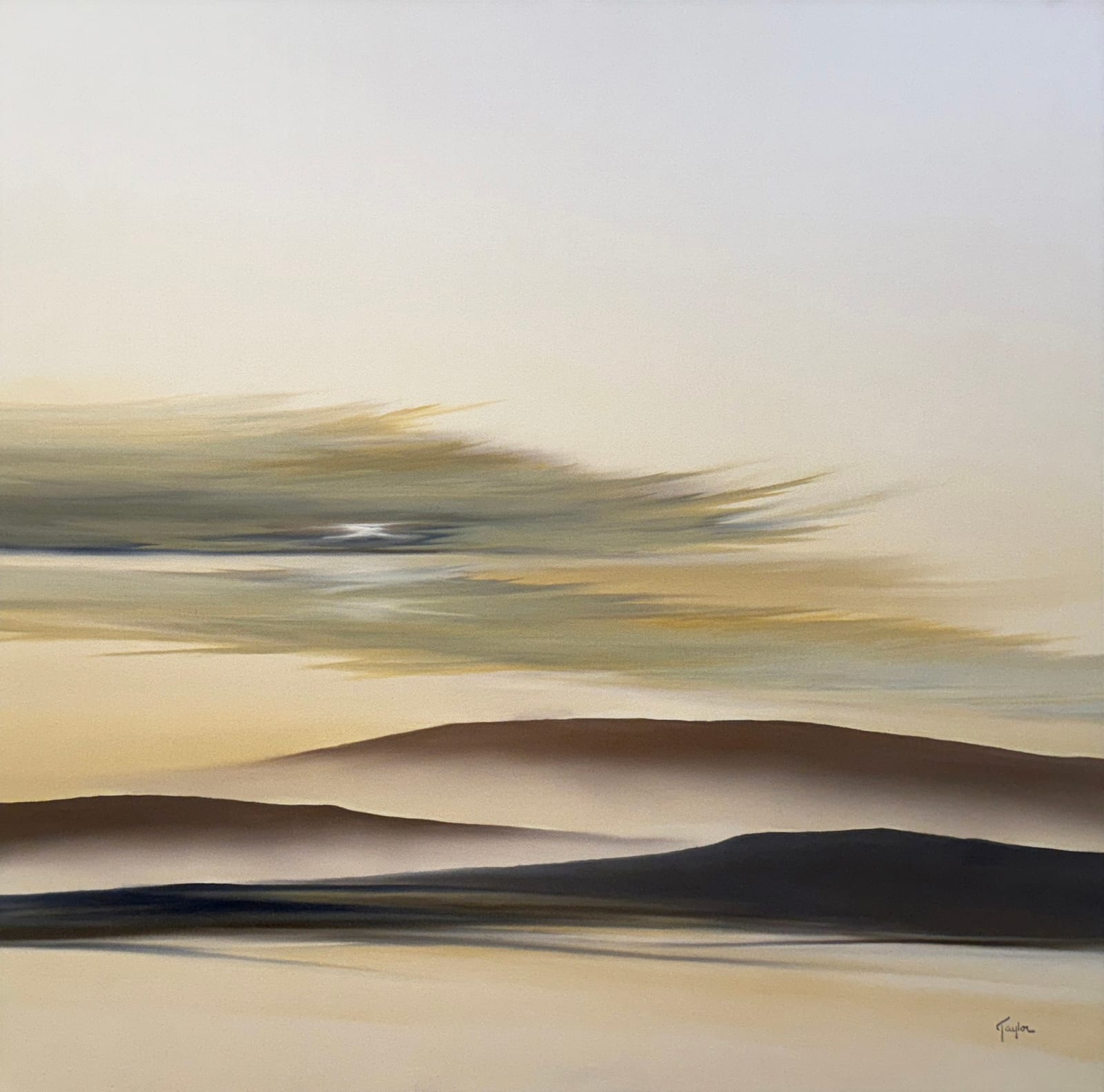 Landscape painting in yellow tones