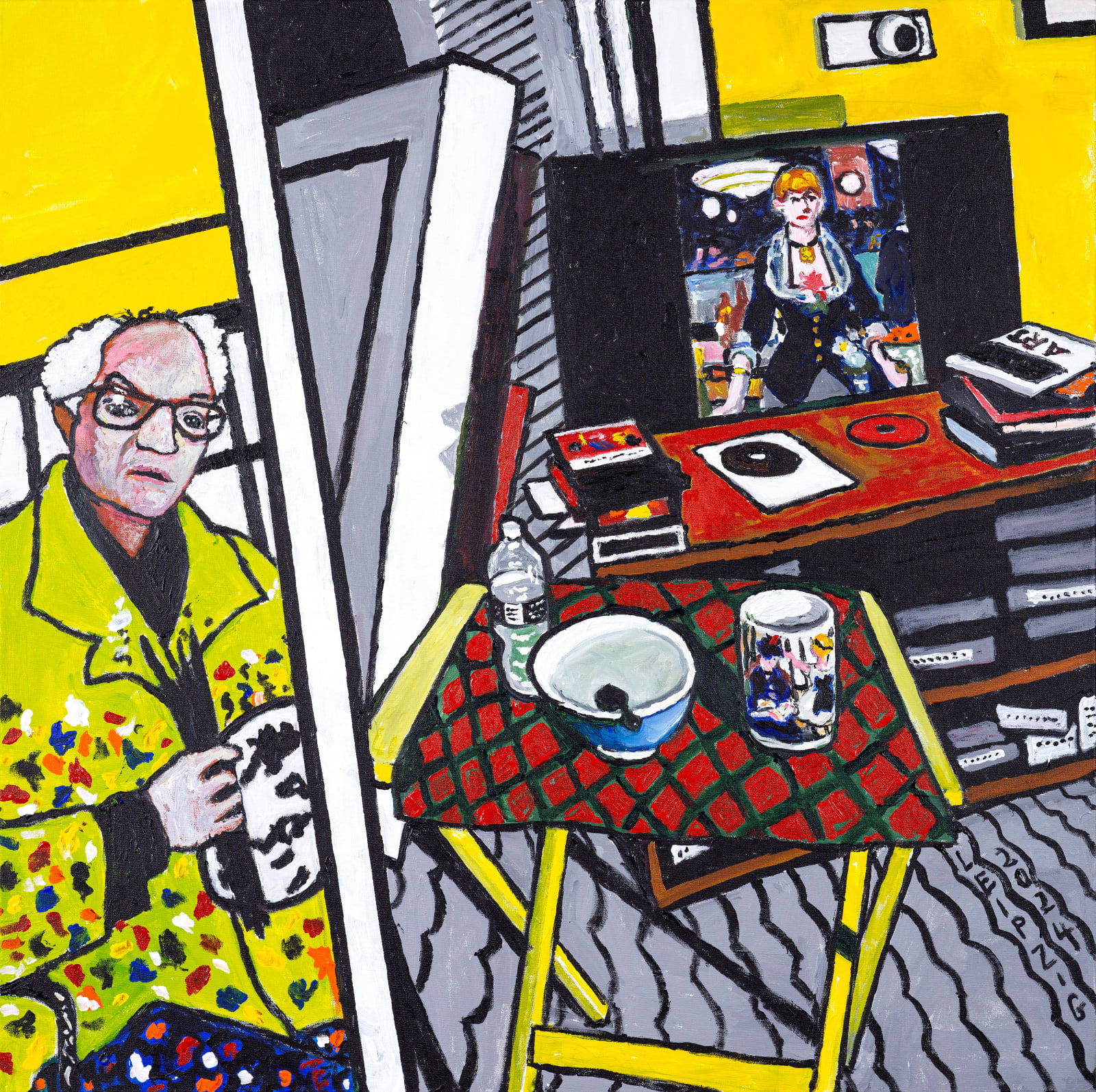 Mel Leipzig, SELF PORTRAIT, MANET ON THE COMPUTER, 2024