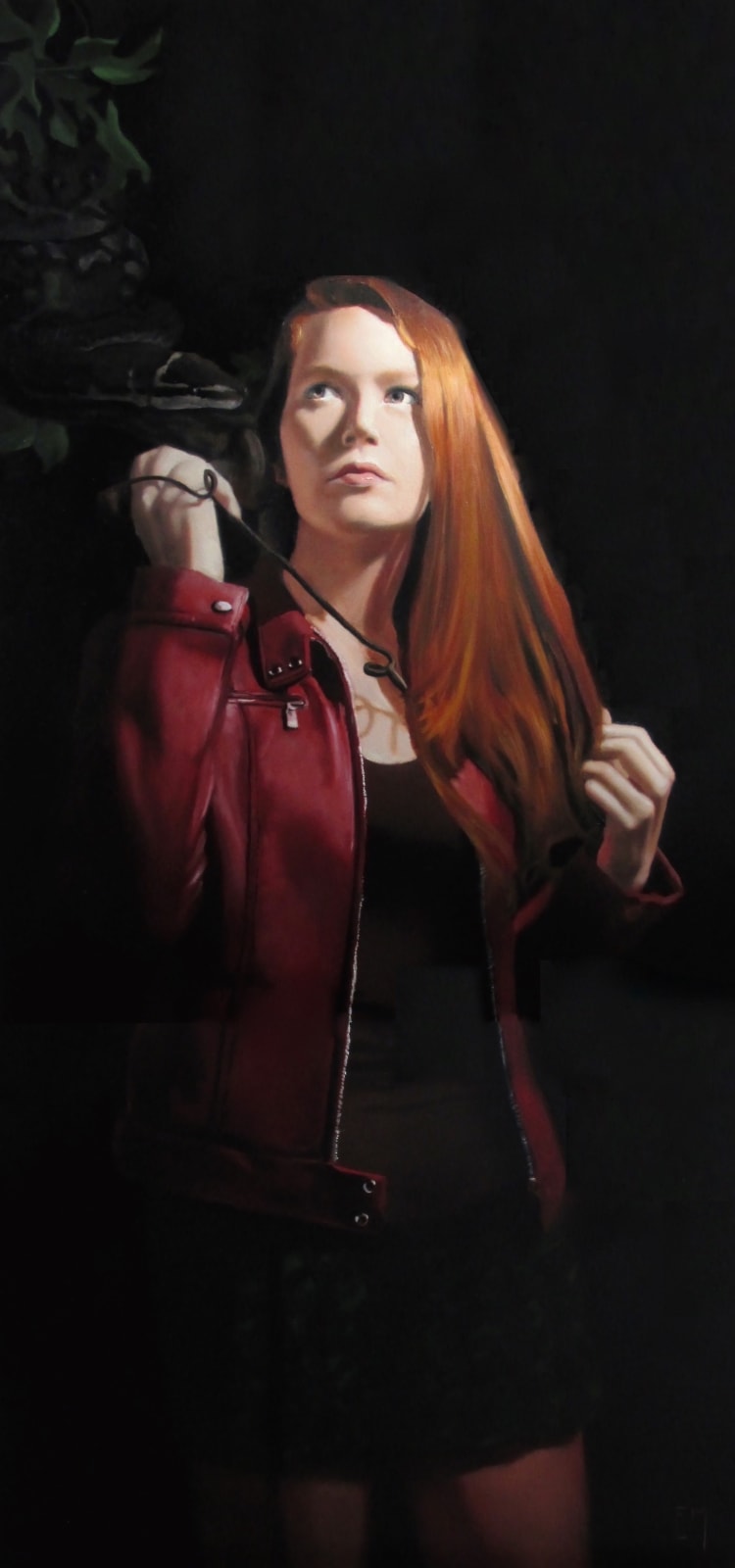 Painting of a girl with a red jacket