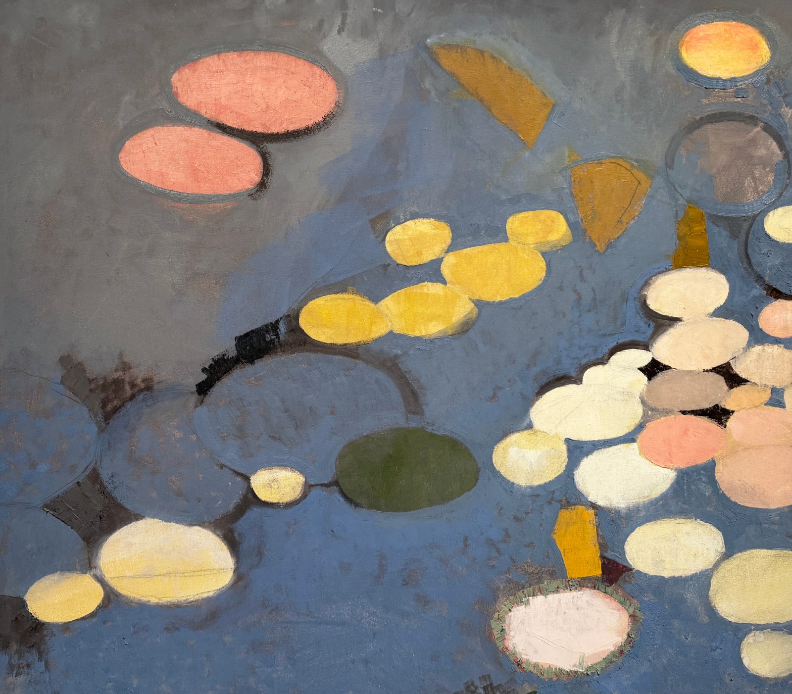 abstract painting of colorful lily pads