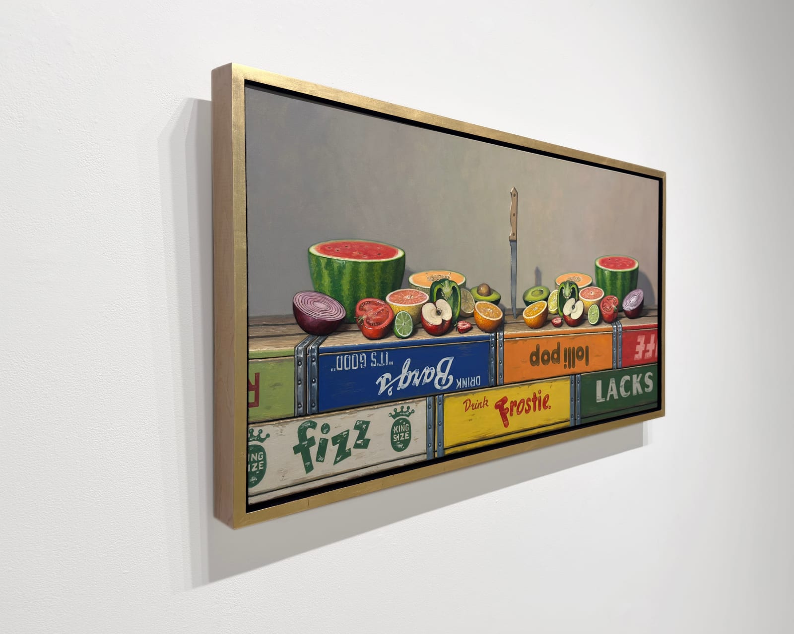 Painting of assorted bifurcated fruits and vegetables