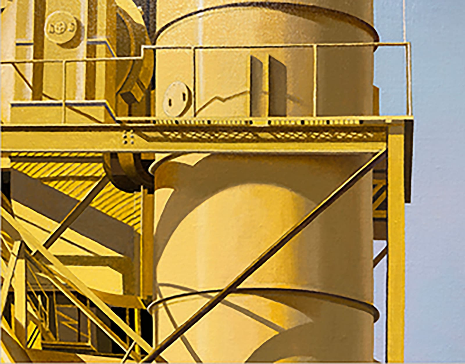 Oil painting of an industrial building