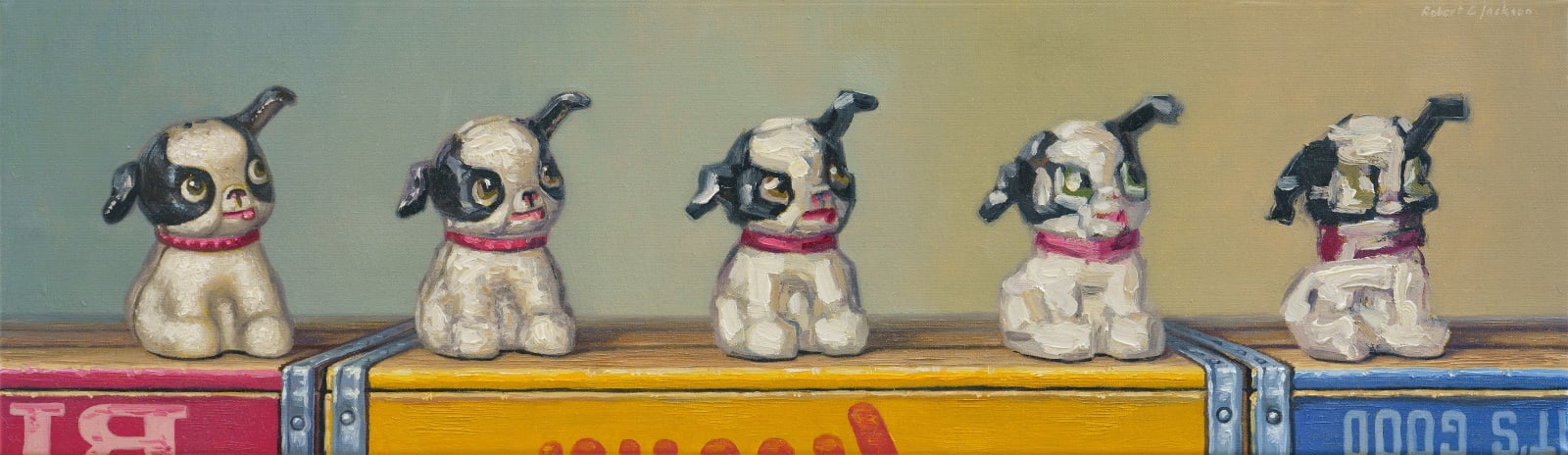 Painting of a dog figurine that gets blurrier