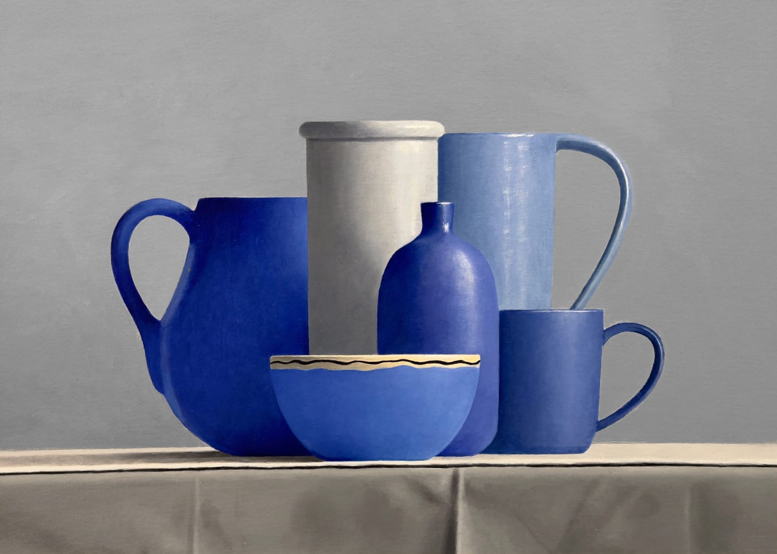 Still life of blue vessels