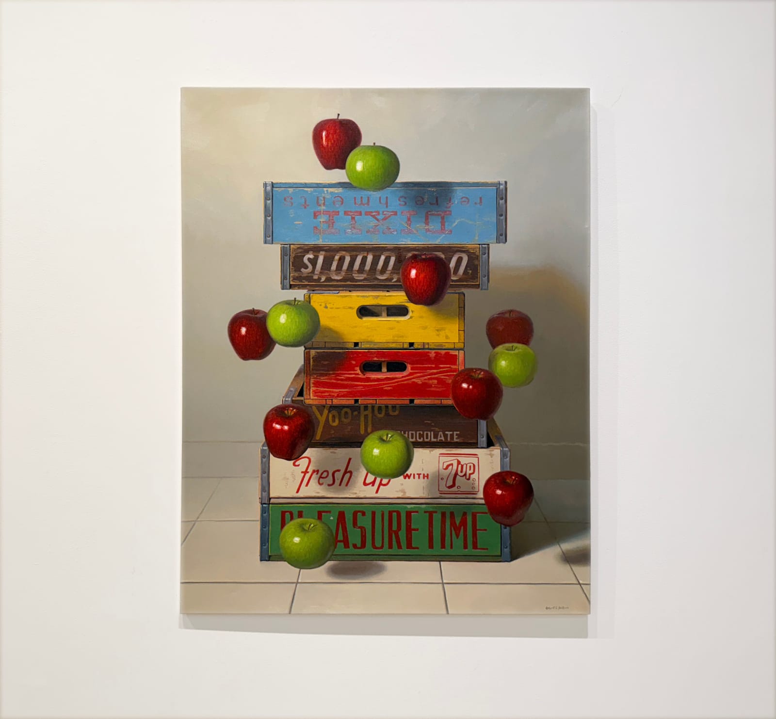 Still life painting with apples