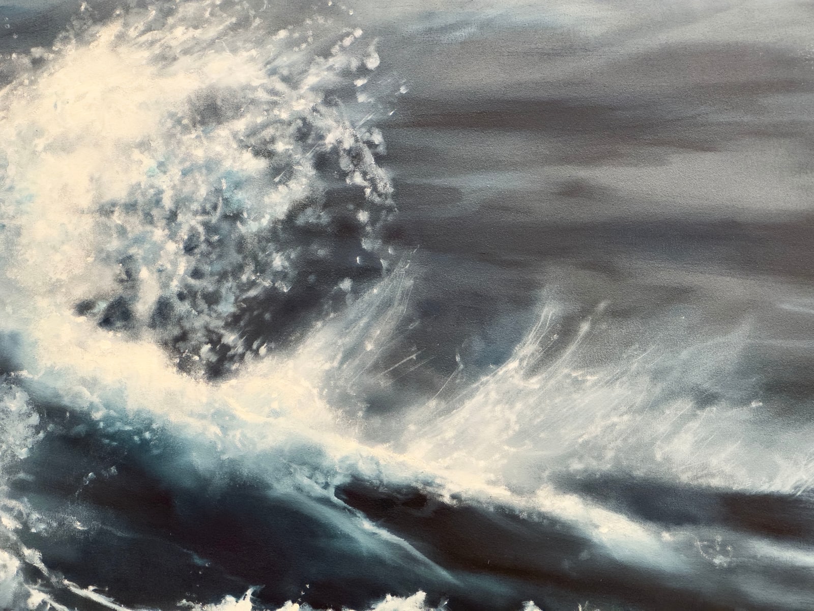 Painting of a surging wave