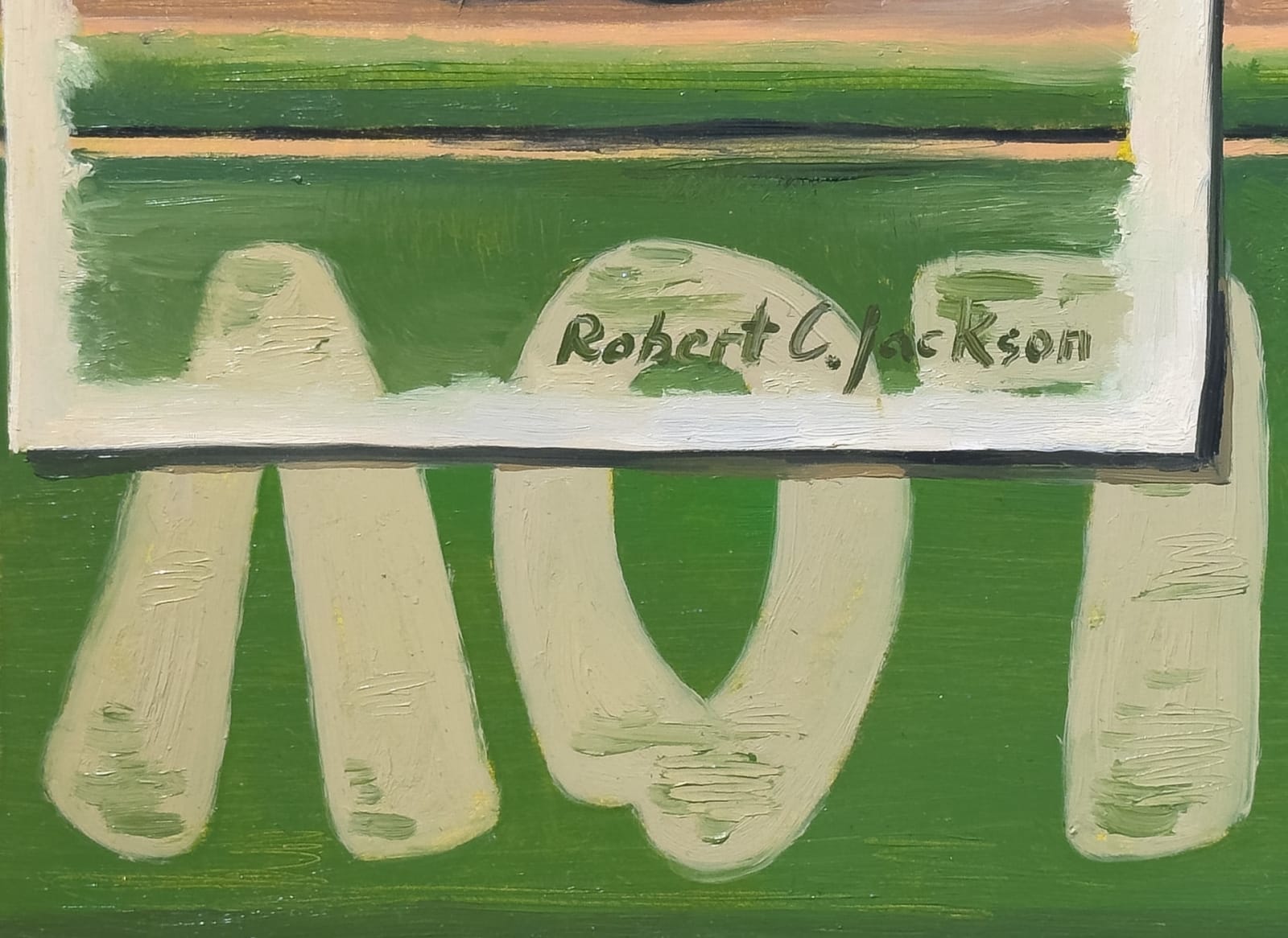 Painting of two green apples