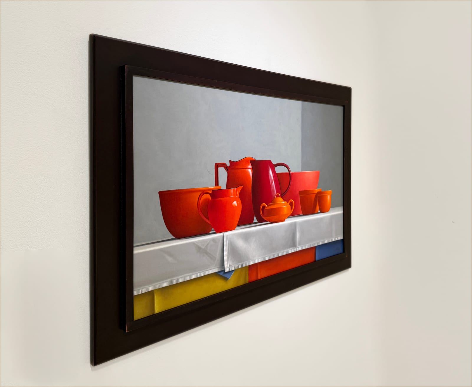 Painting of a still life with red vessels