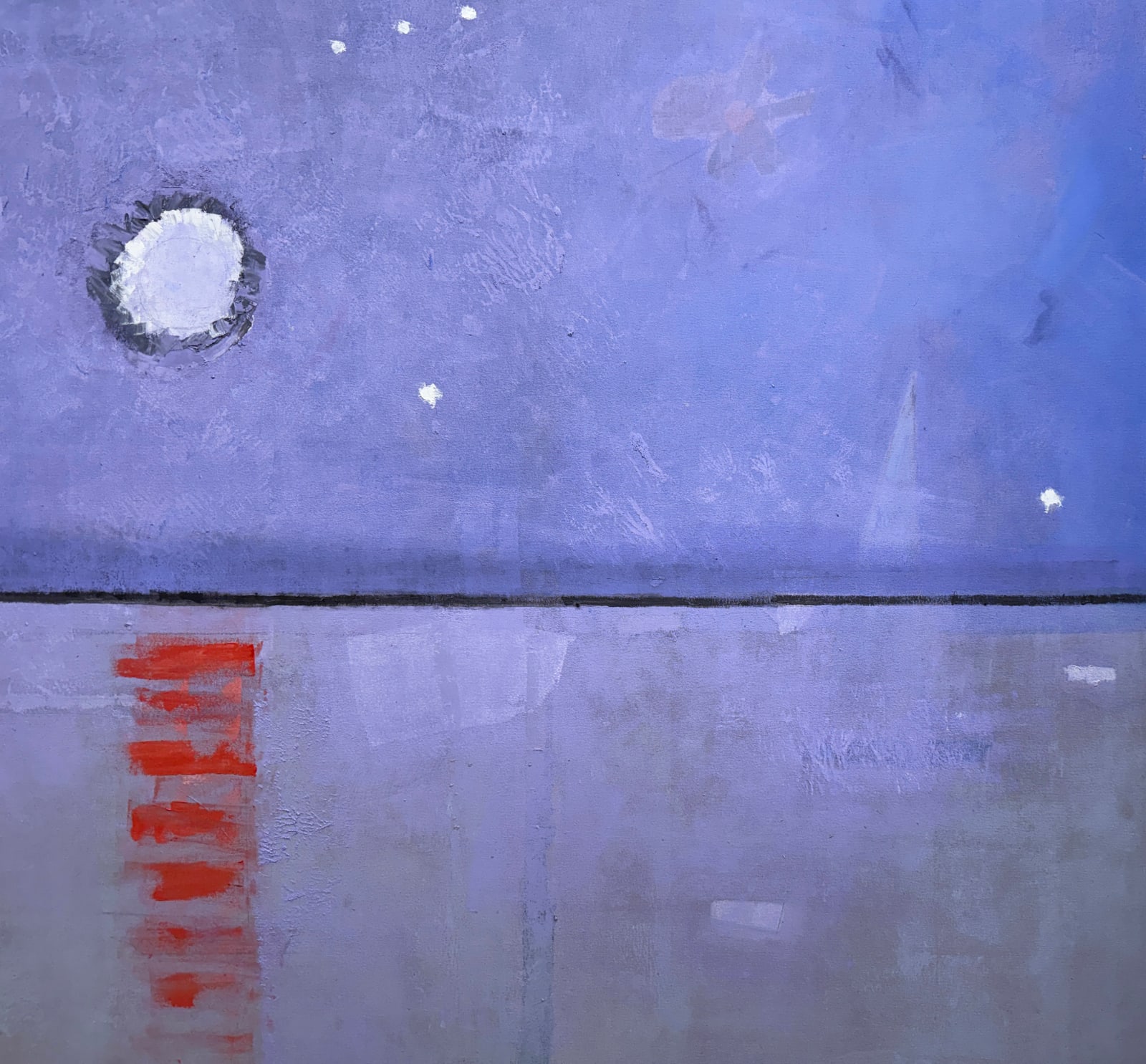 Seascape painting at night