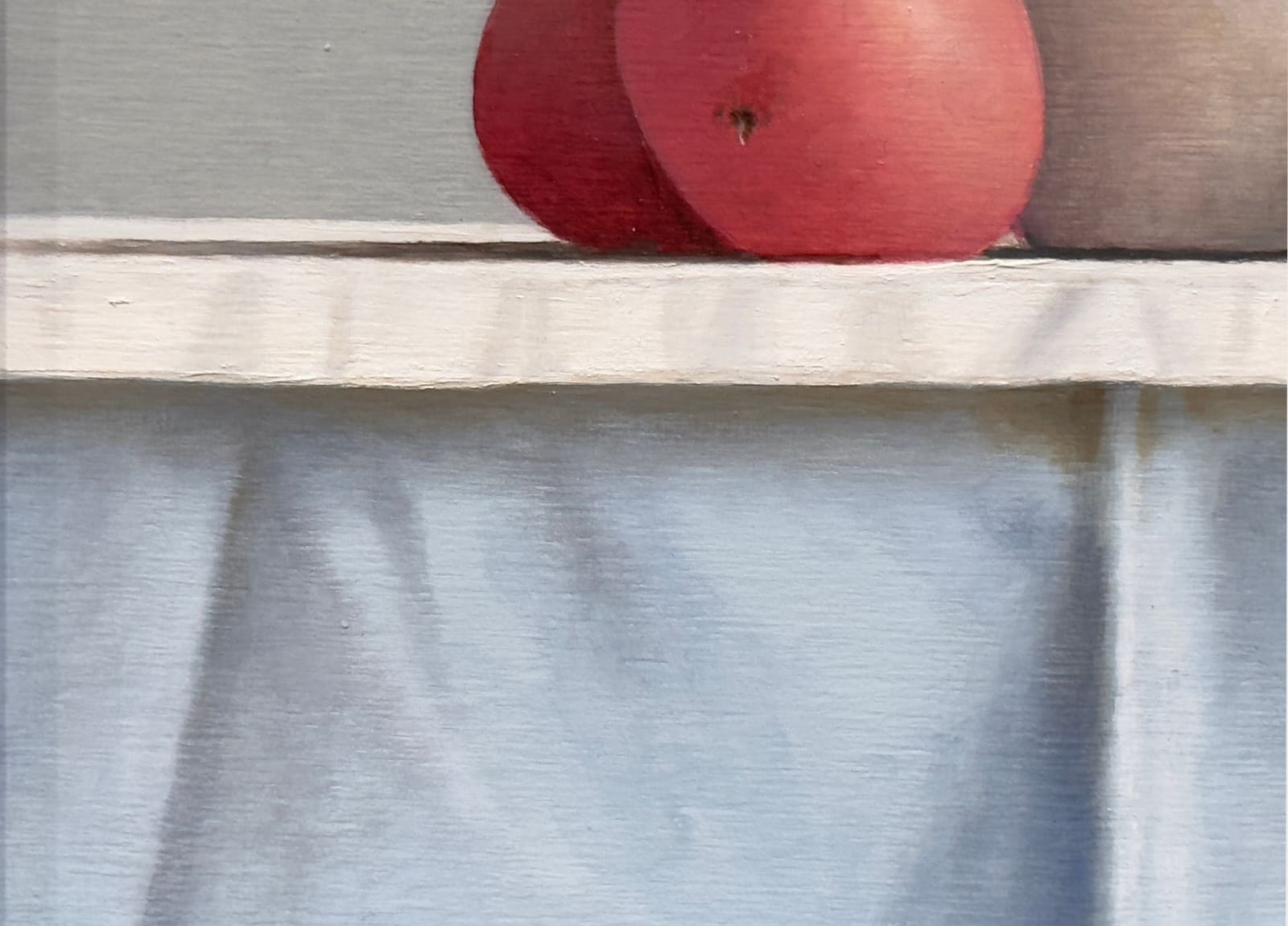 Still life painting of a cup with potatoes