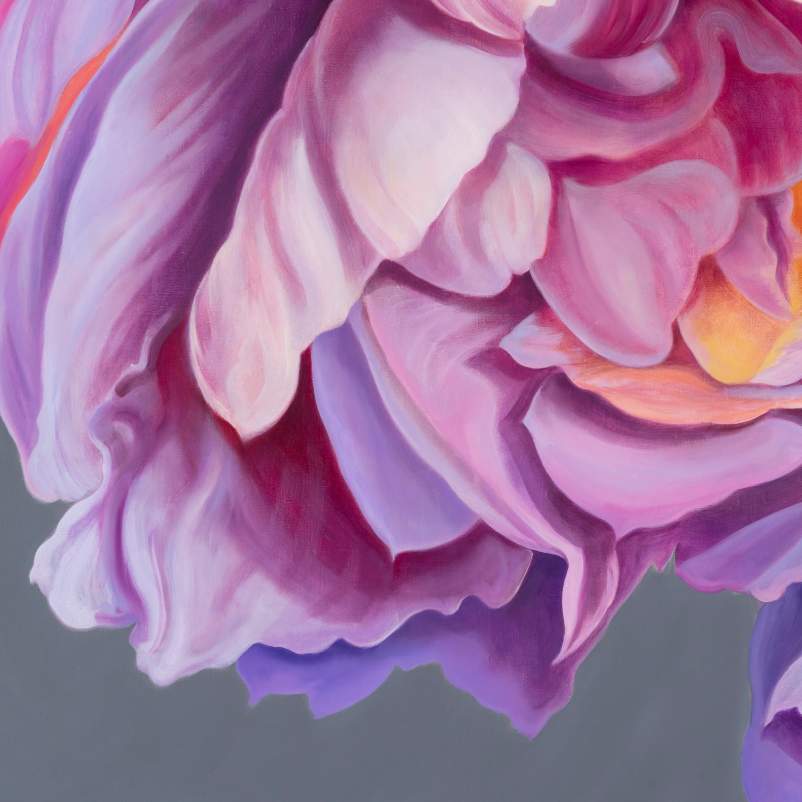 Painting of flower with rainbow petals