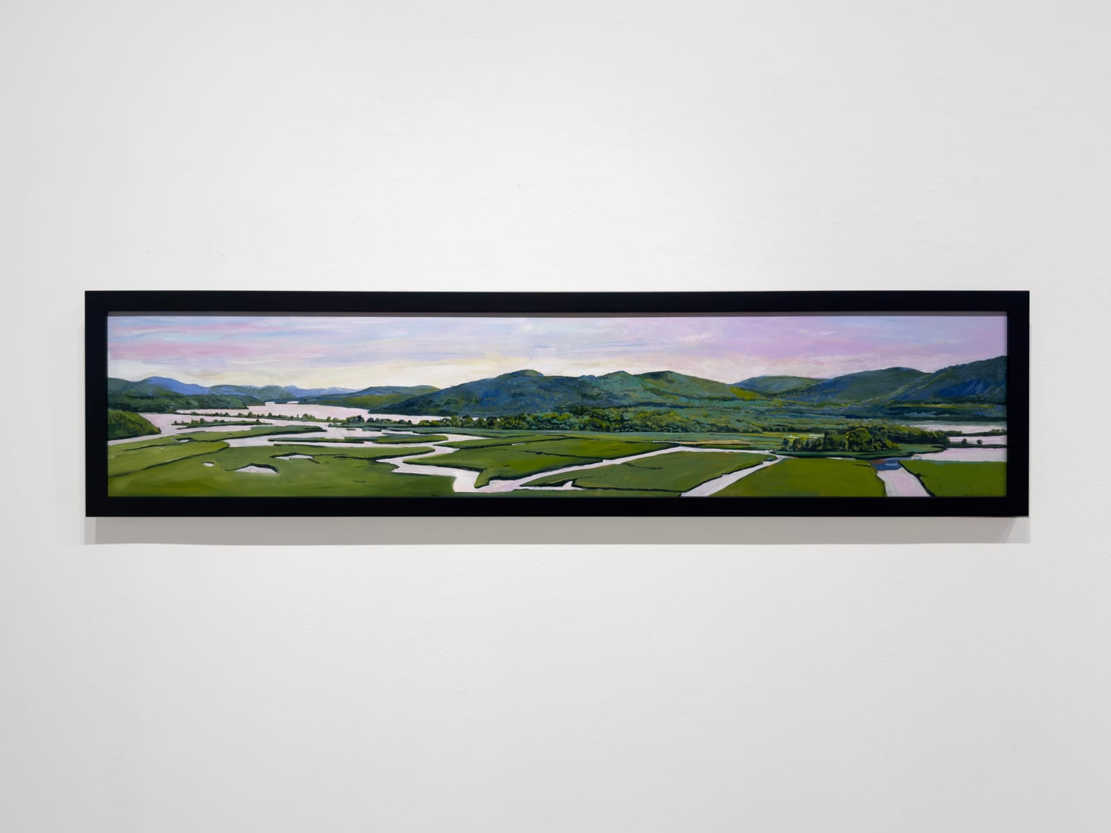 Painting of a landscape with mountains and rivers