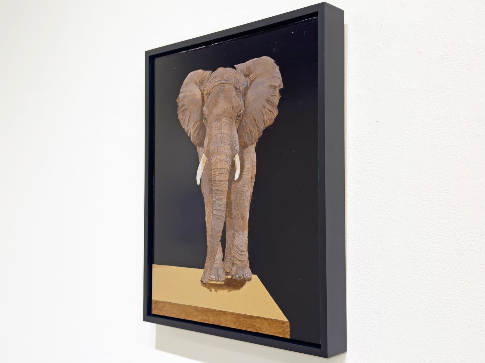 Painting of an elephant walking towards the viewer