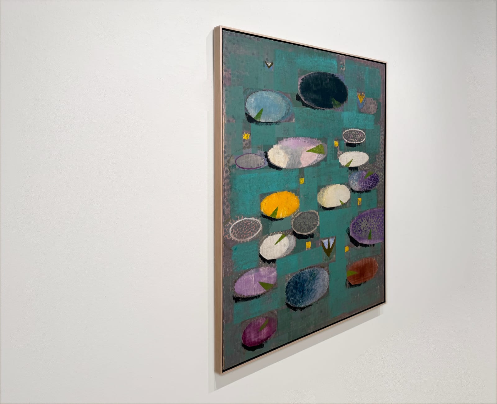 abstract painting of colorful lily pads