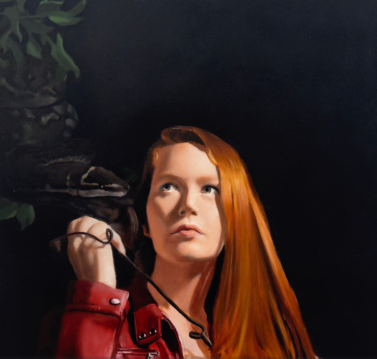 Painting of a girl with a red jacket