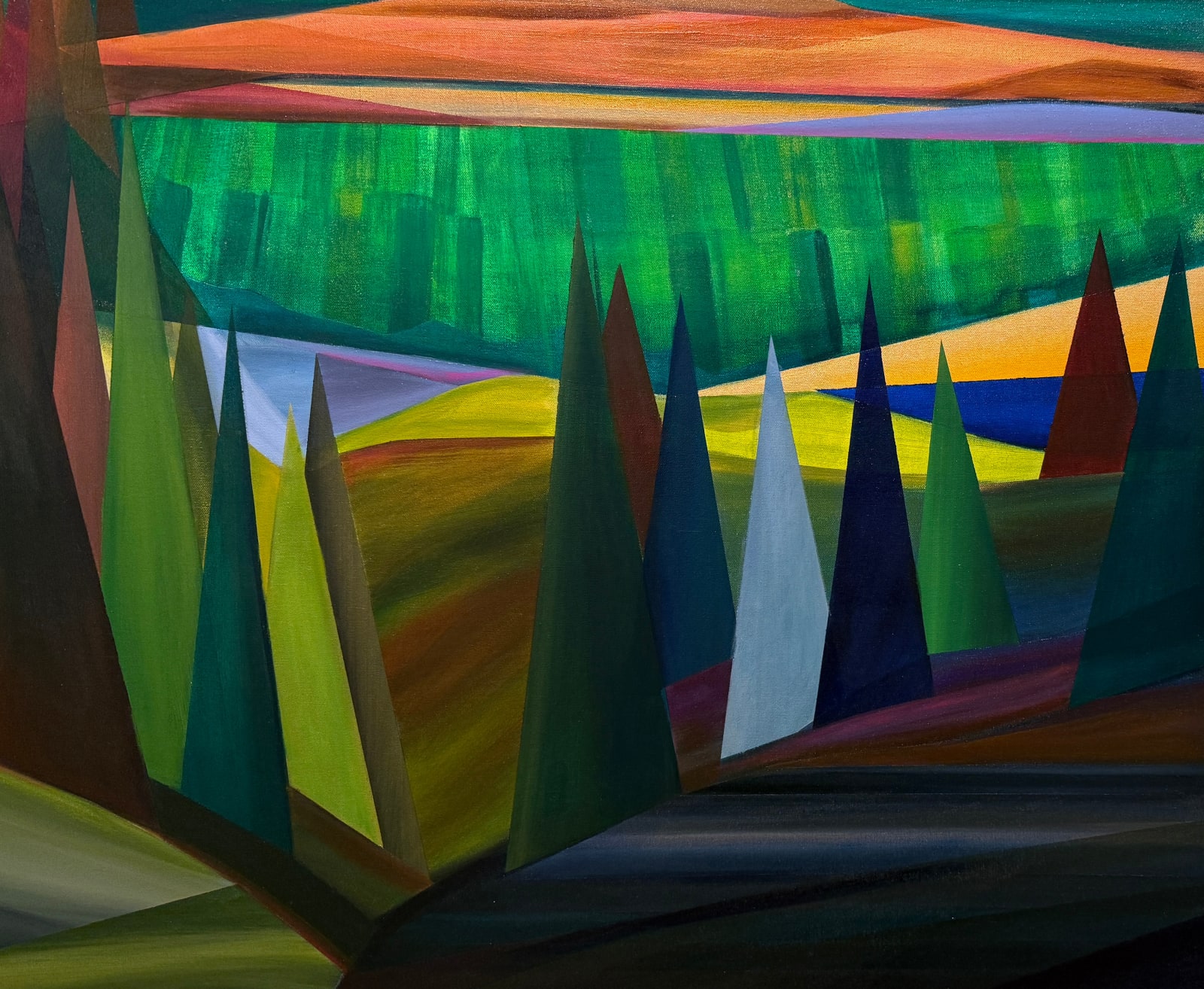 Geometric and colorful landscape painting