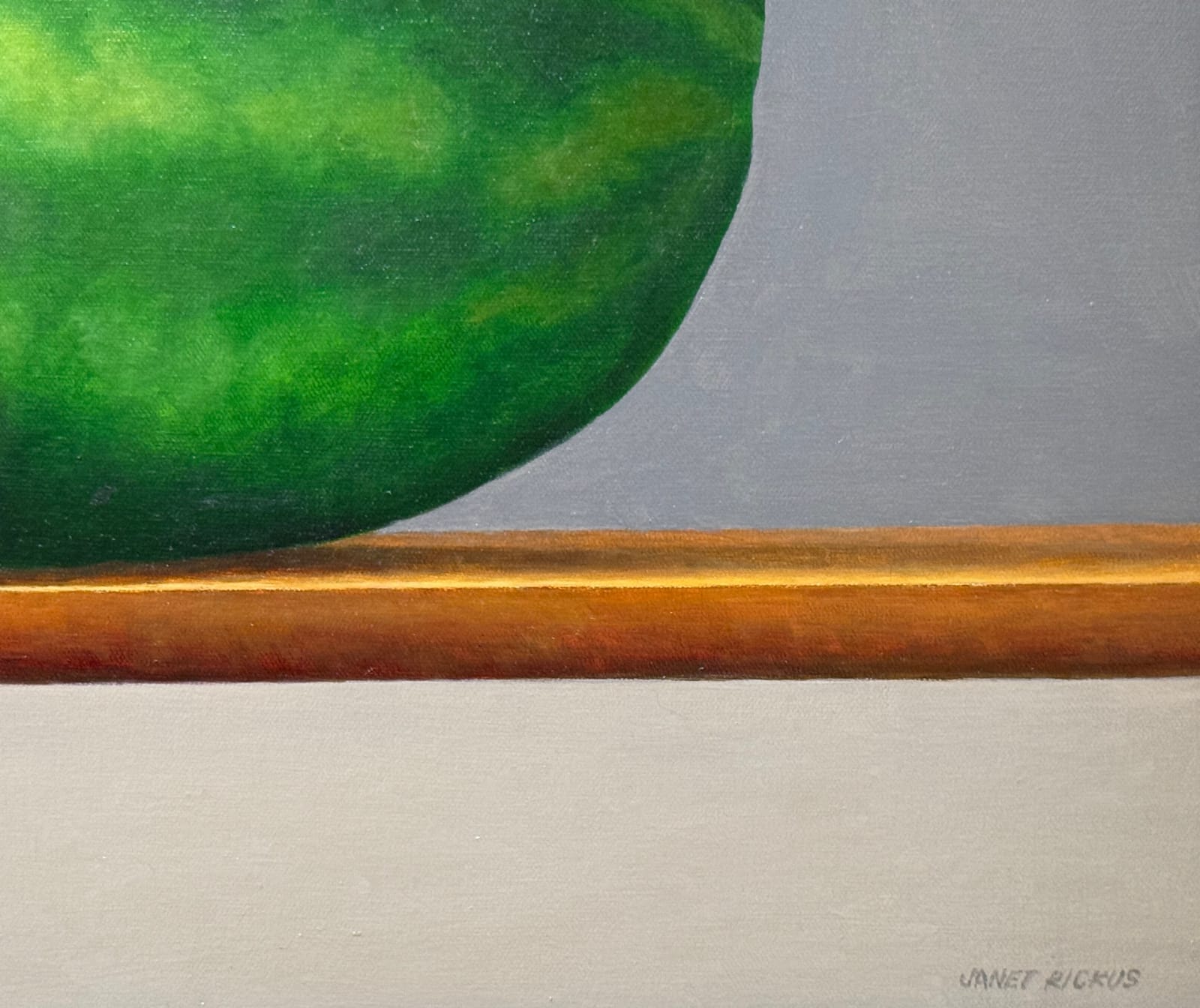 Still life painting of a watermelon with two limes