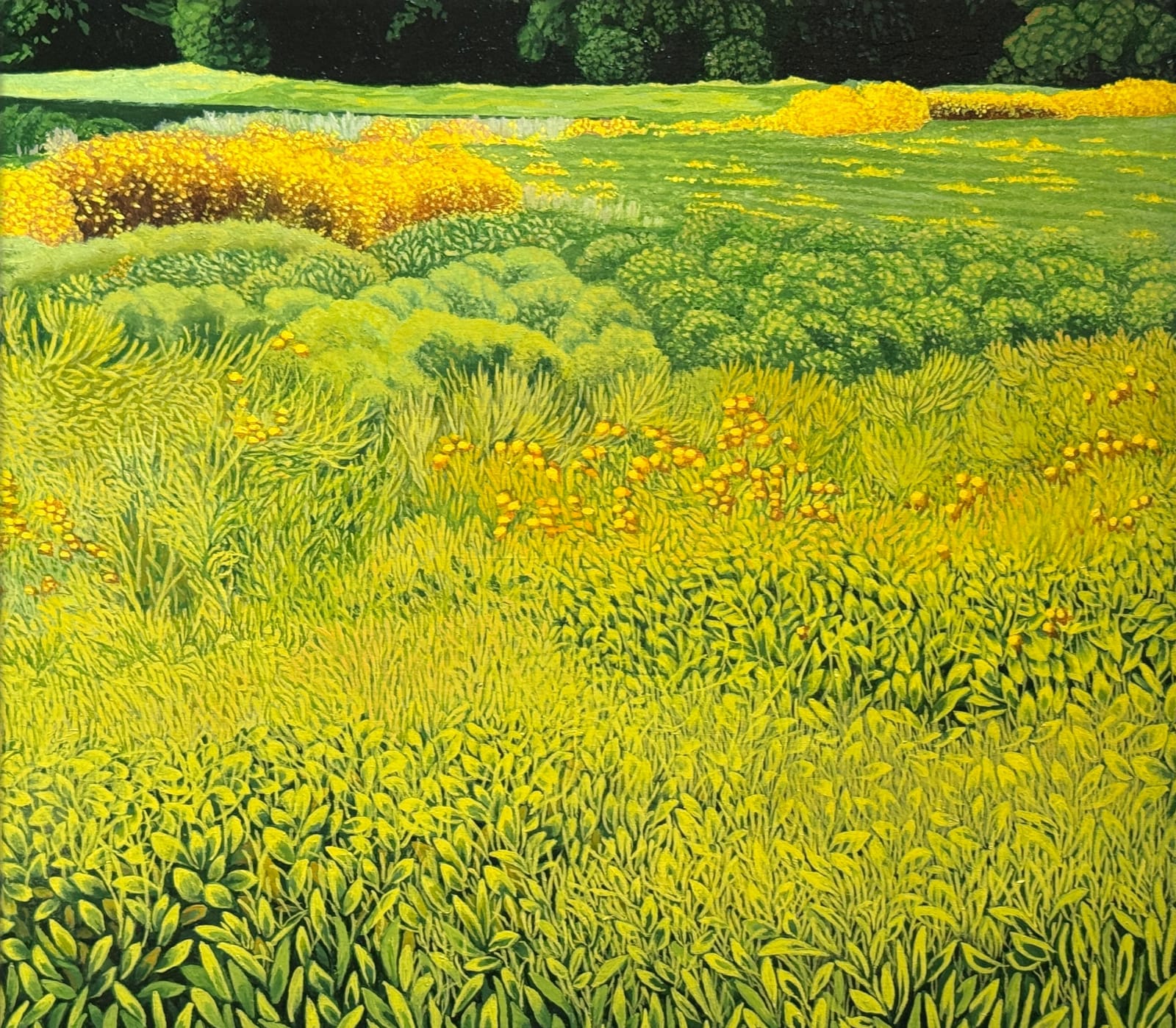 Painting of a sunflower field