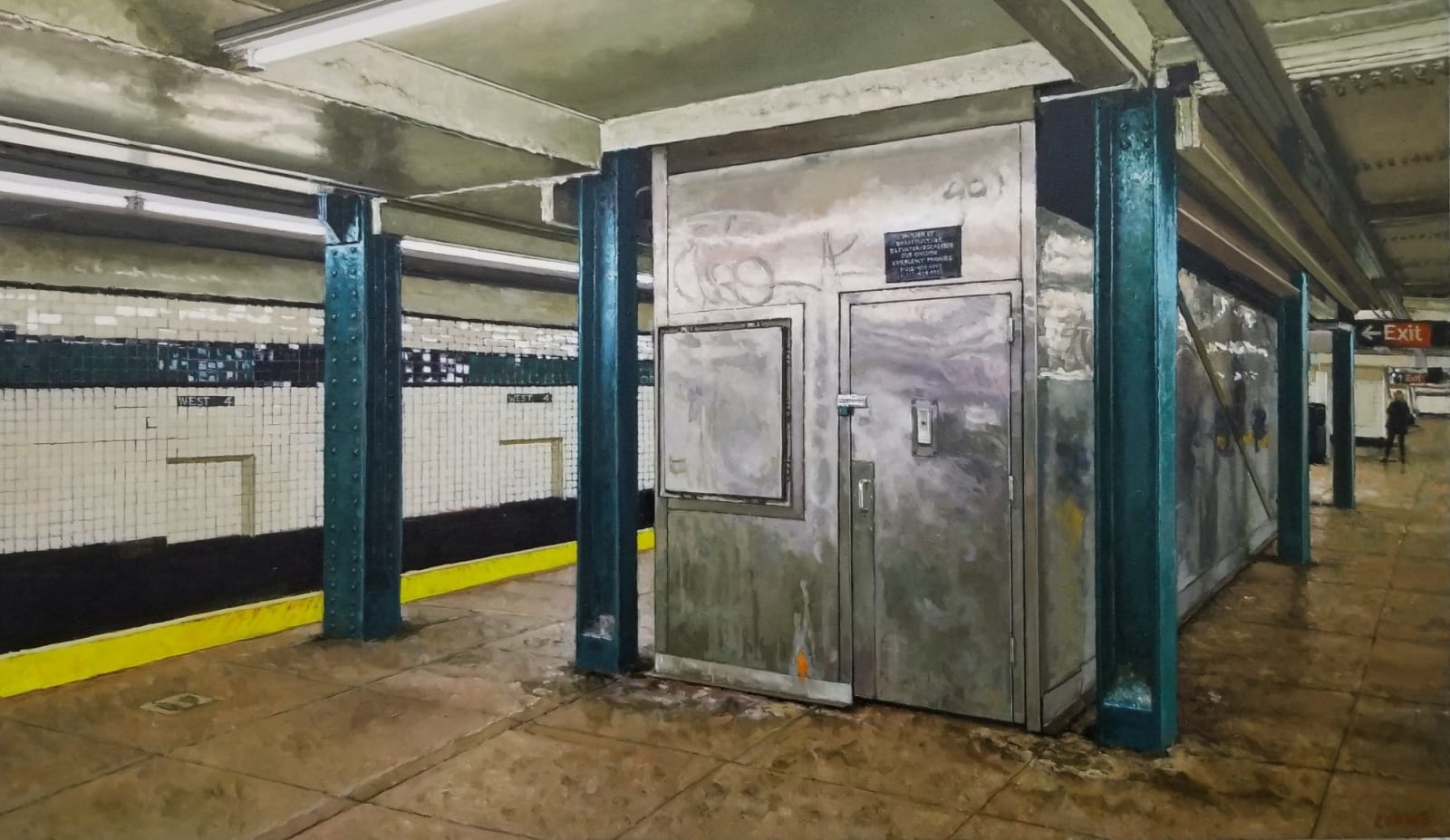 Painting of a New York City subway station