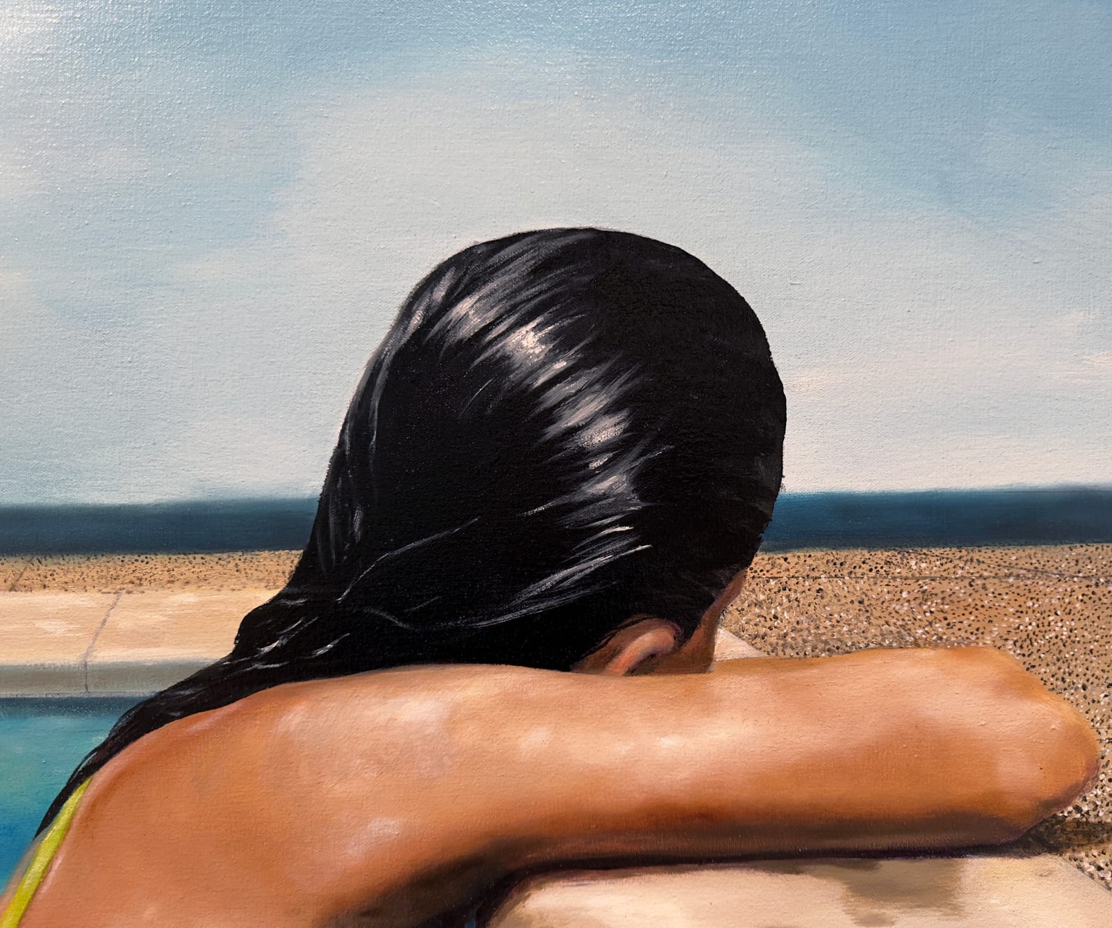 Painting of woman in a pool